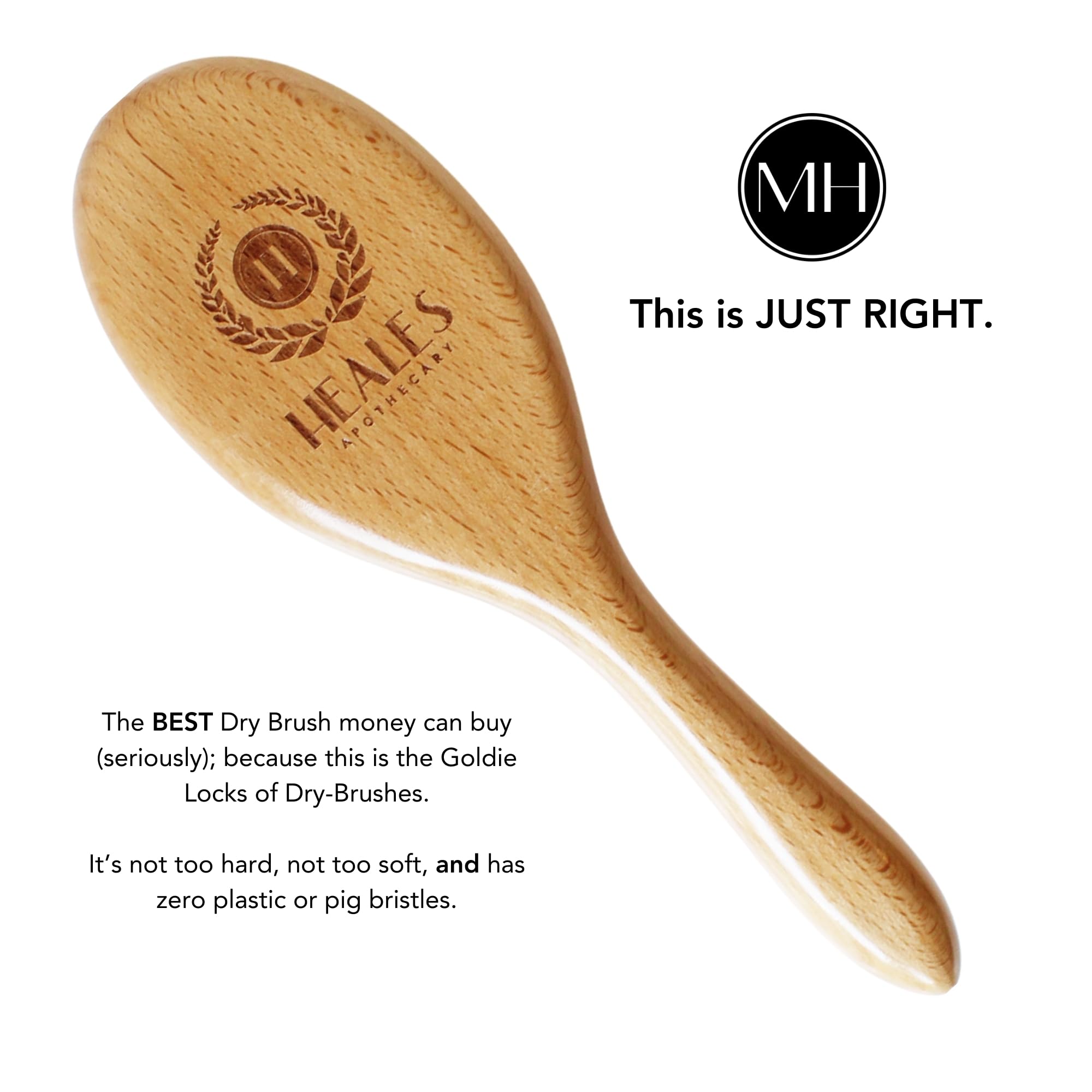 Brosse sèche Heales Apothecary favorise drainage lymphatique et énergie matinale.