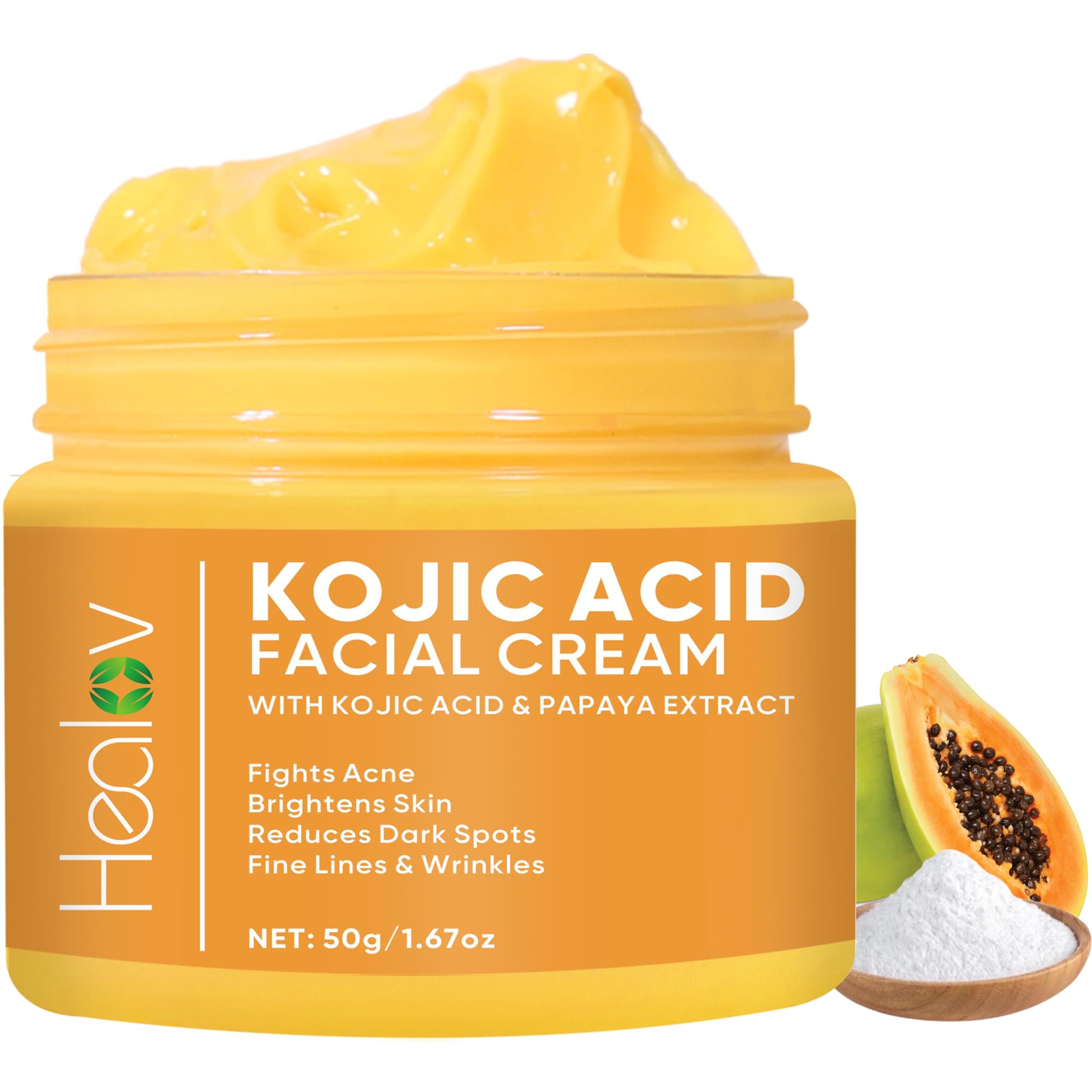 Healov crème acide kojique en flacon, éclat et peau lumineuse