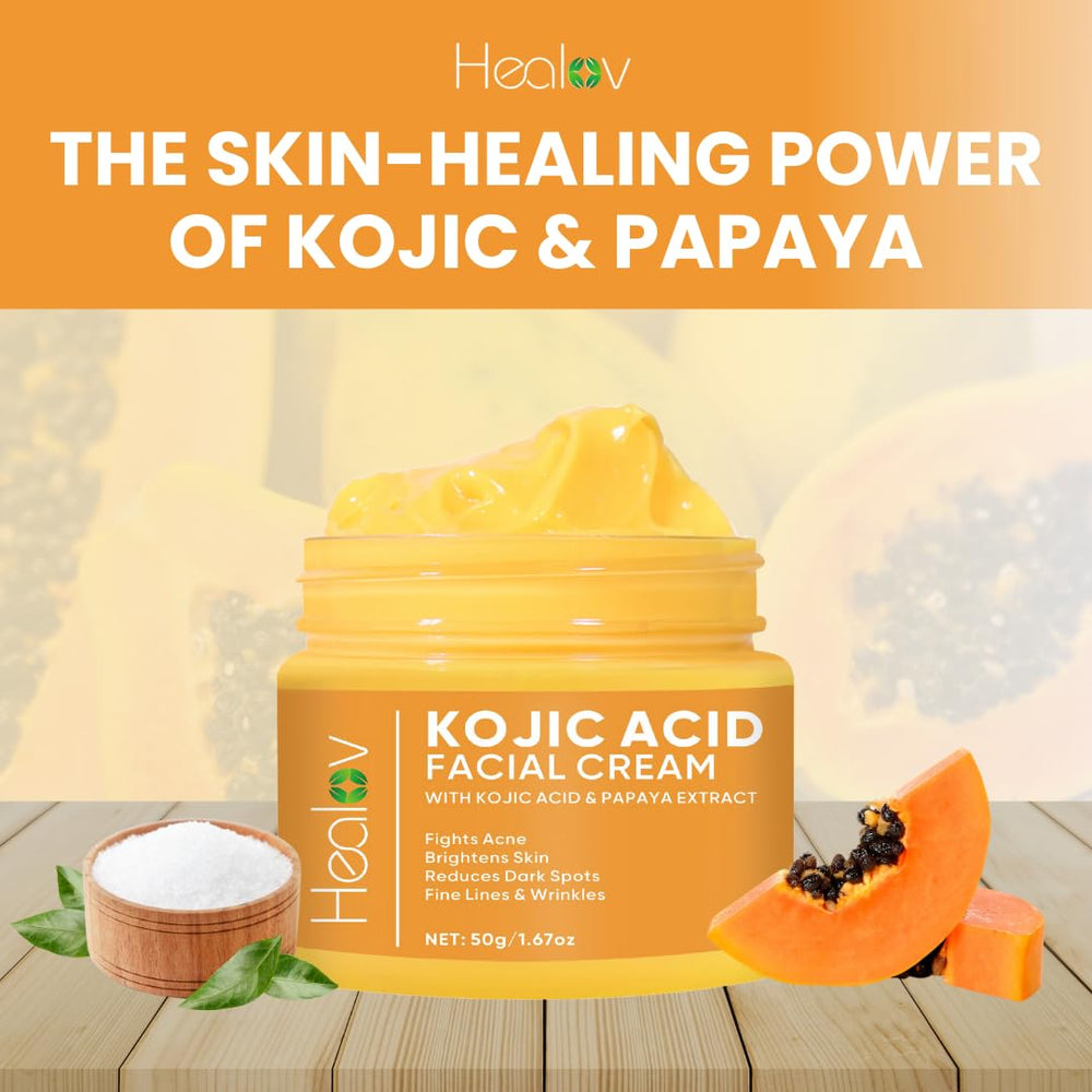 Application sur le visage Healov acide kojique, teint uniforme et radieux
