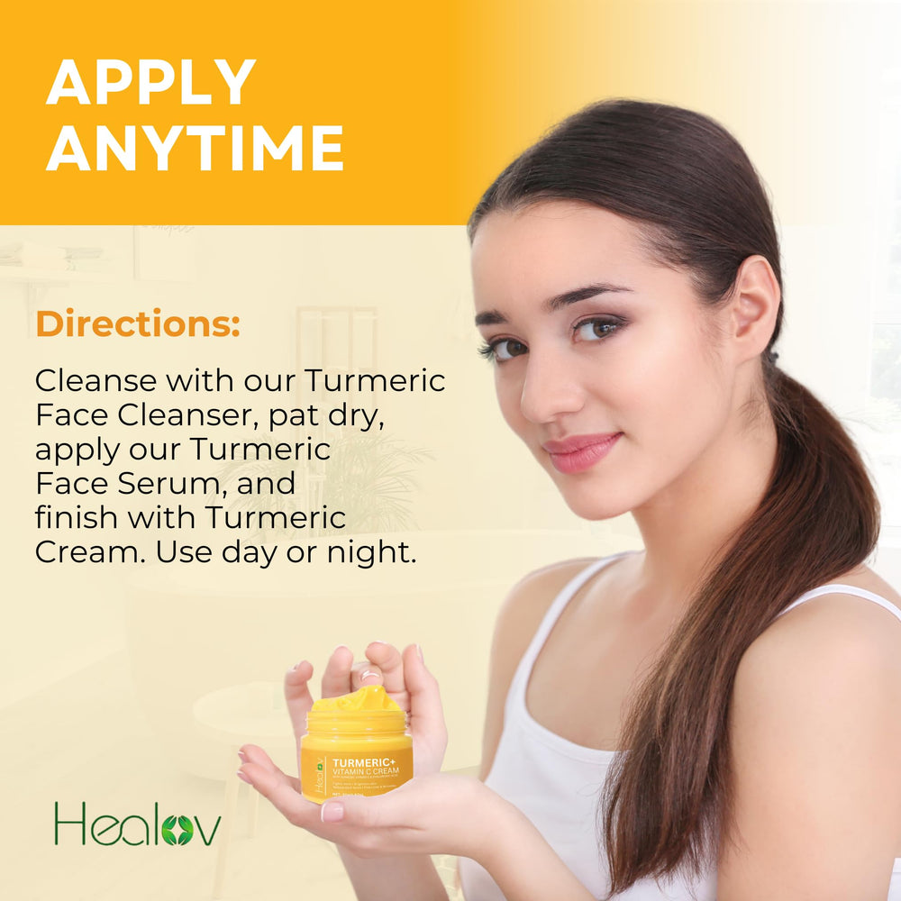Usage jour et nuit de Healov Curcuma Crème – soin polyvalent.
