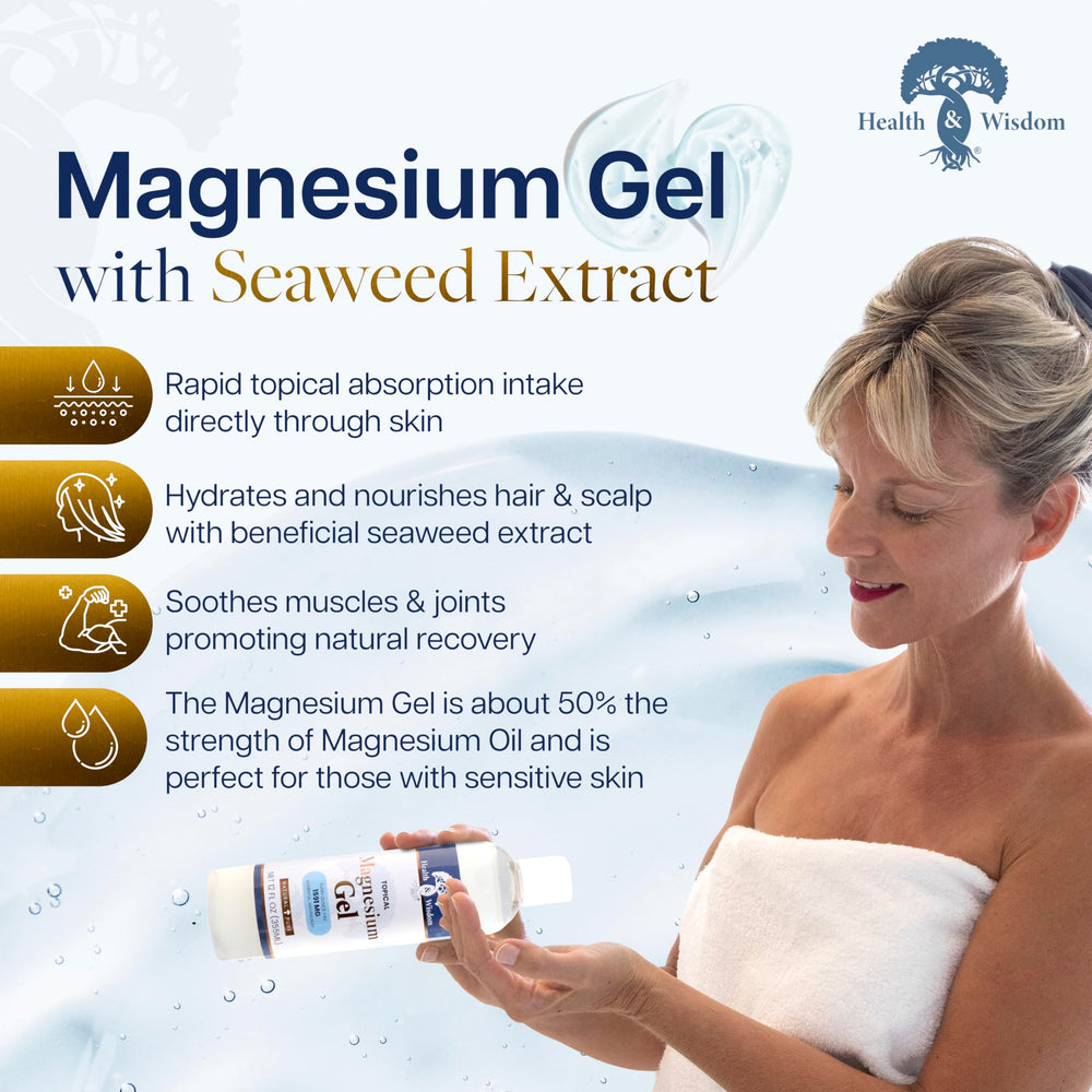Application cutanée du gel magnésium pur Health and Wisdom