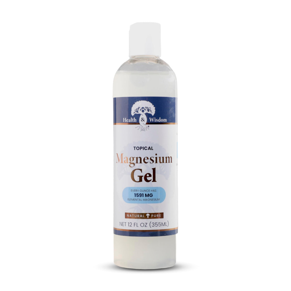 Health and Wisdom gel magnésium pur en bouteille avec absorption rapide sur peau