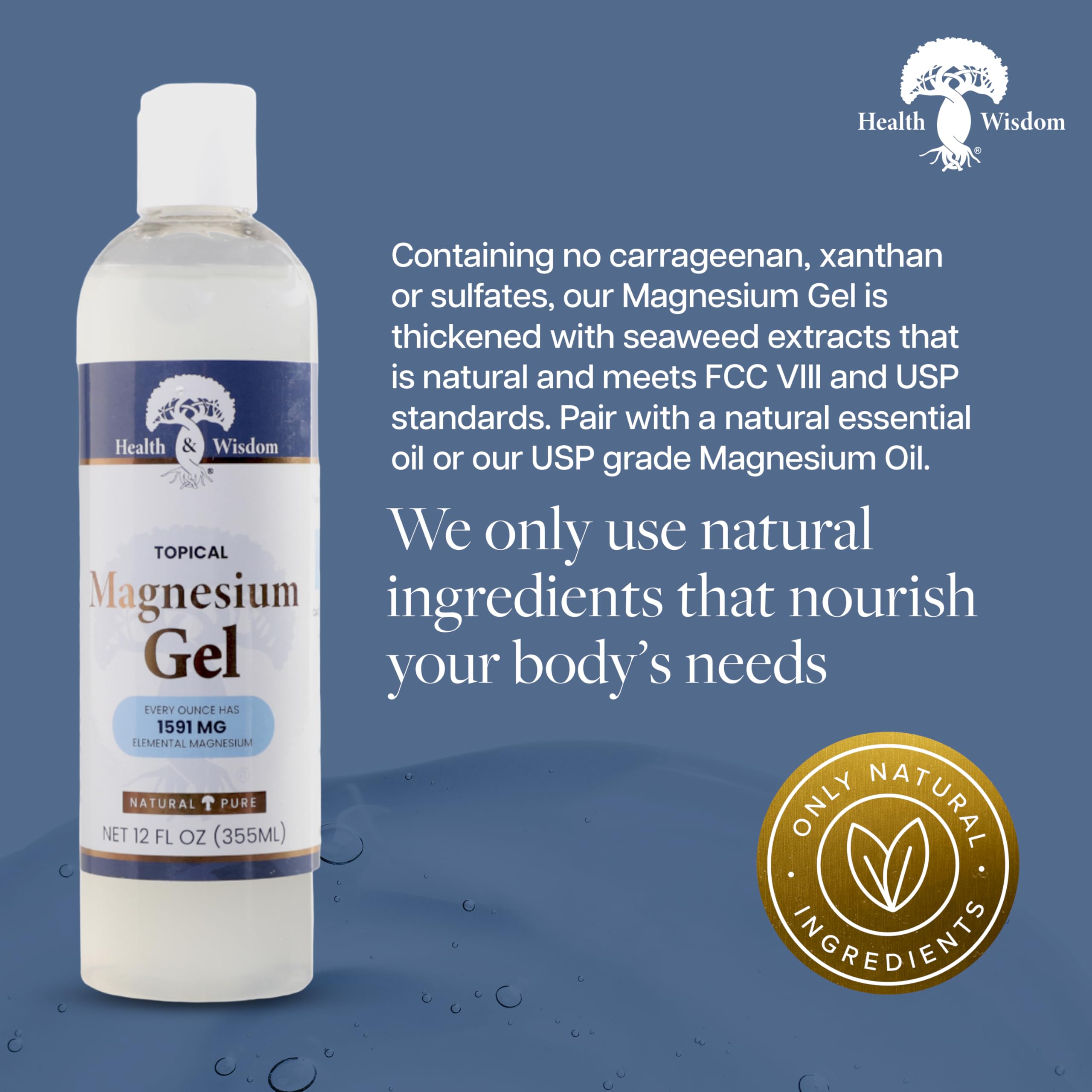 Peau et cuir chevelu hydratés par Health and Wisdom magnésium pur algue