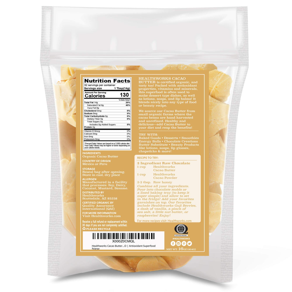 Healthworks Beurre de cacao - arôme chocolat naturel pour desserts gourmands