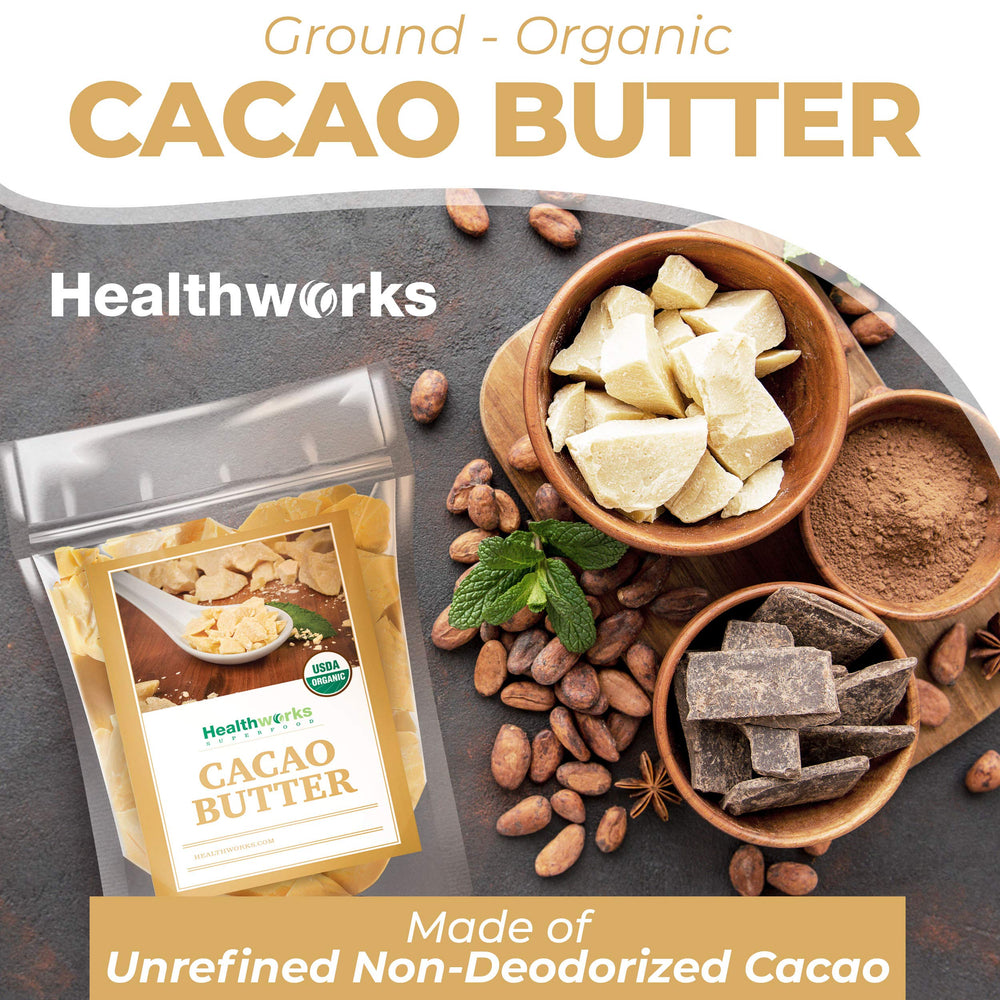 Healthworks Beurre de cacao - base culinaire chocolat maison pour glaces et créations sucrées