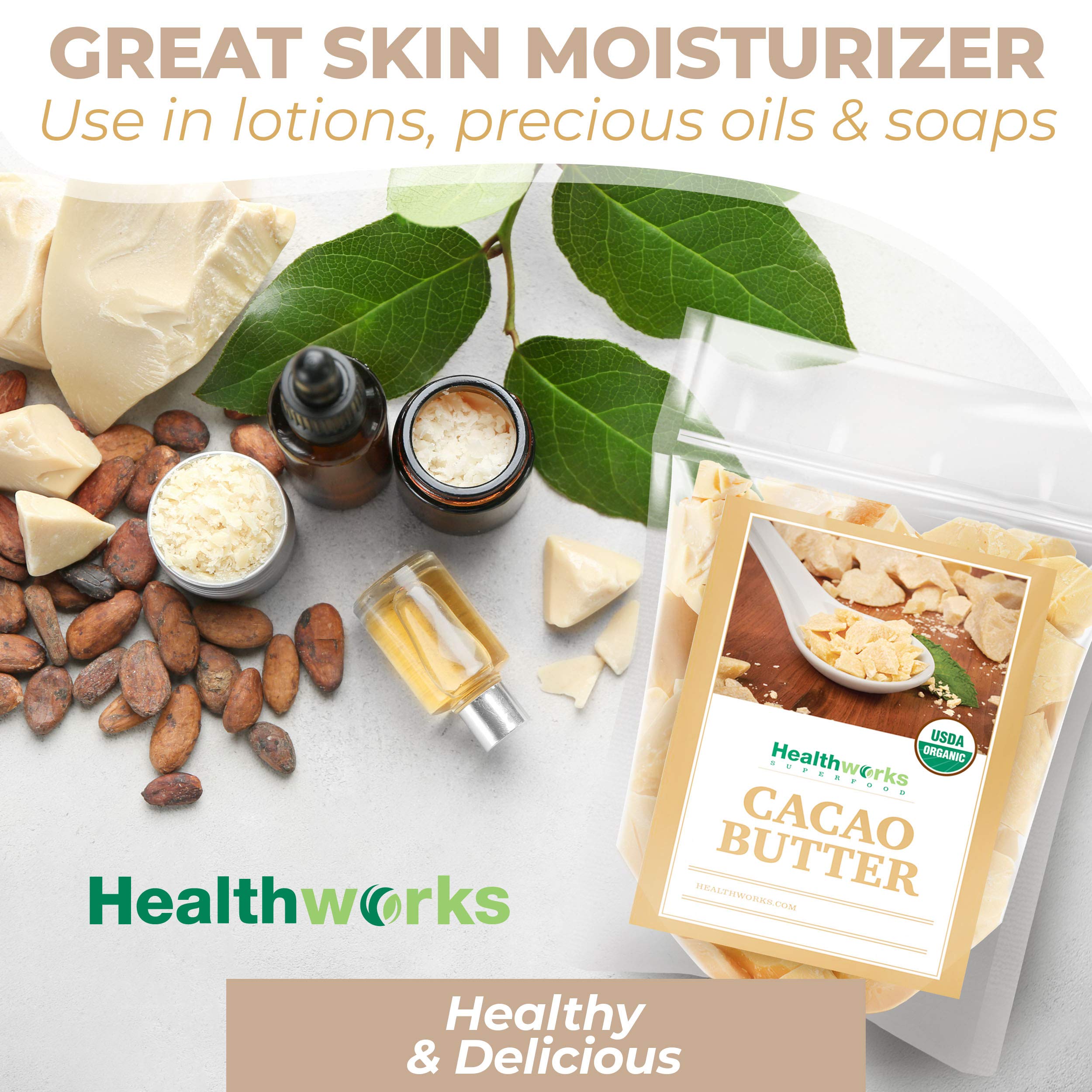 Healthworks Beurre de cacao - origine Pérou biologique, qualité certifiée et traçabilité