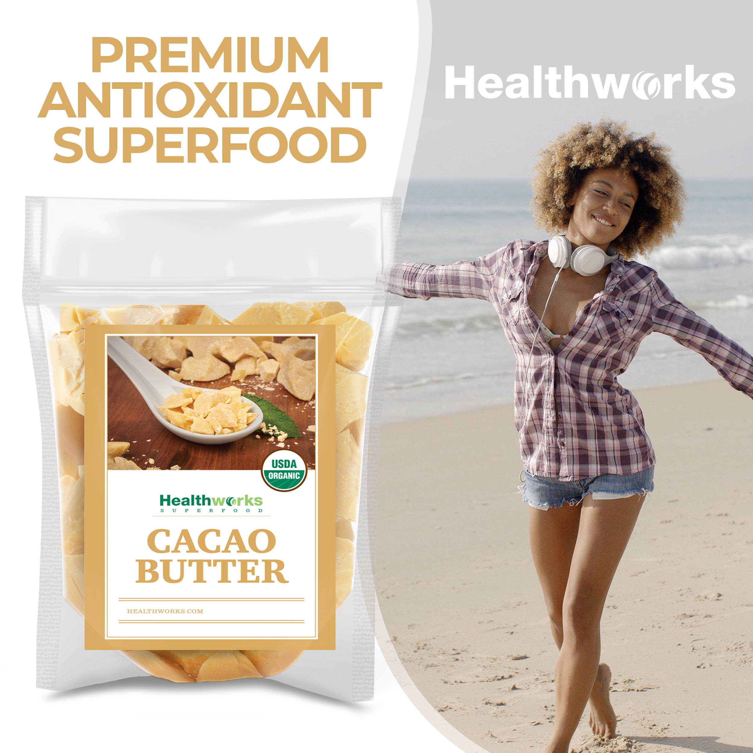 Healthworks Beurre de cacao - sans sucre, option céto et végane pour cuisiner sain