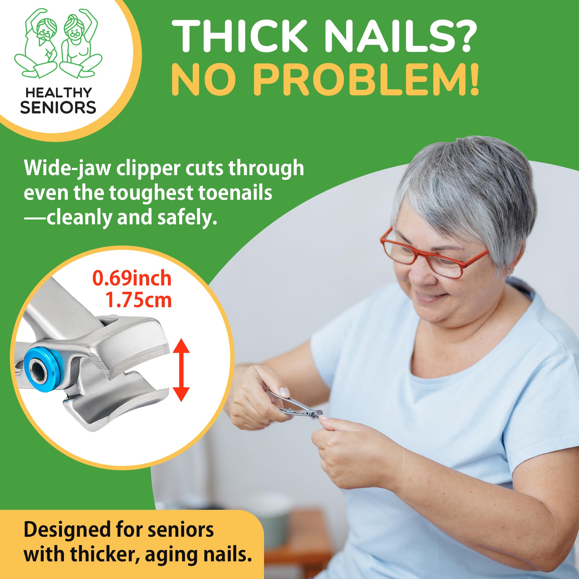 Healthy Seniors manche ergonomique offrant une prise stable et sans fatigue.