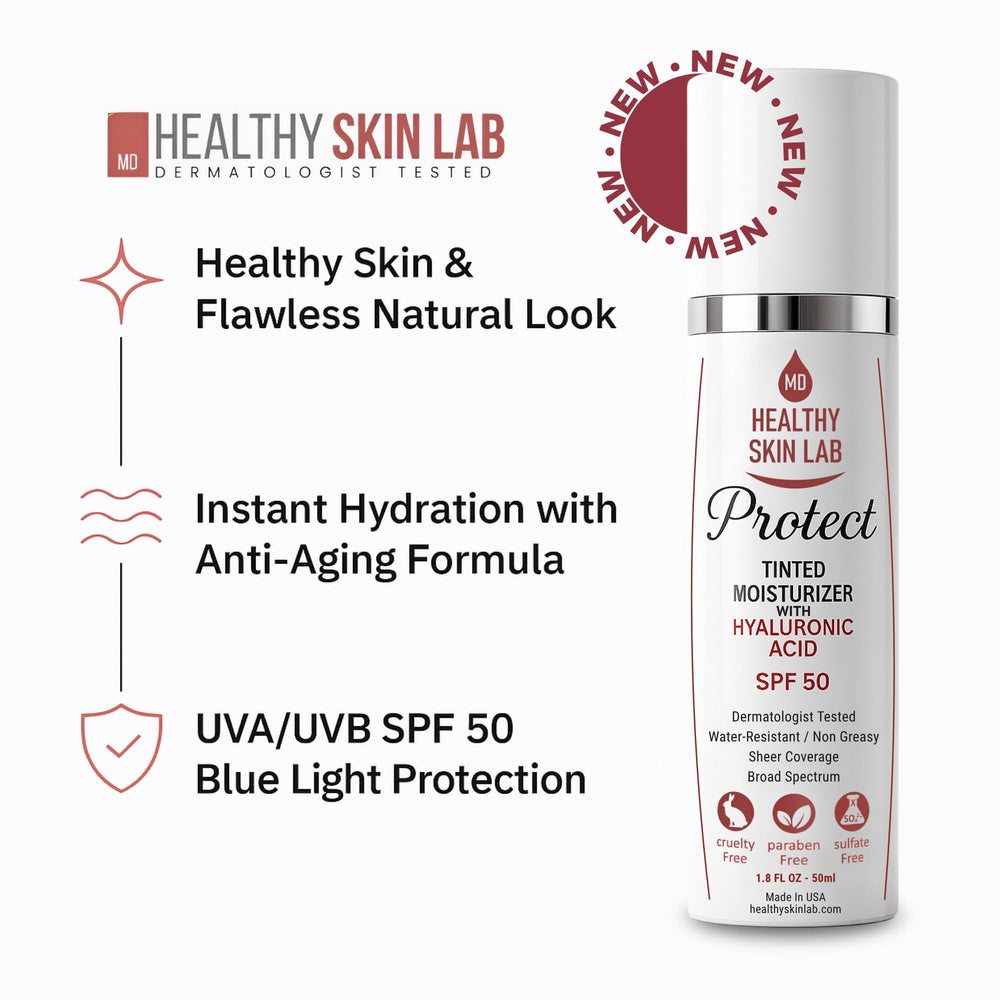 Healthy Skin Lab Protect: swatch teinte subtile universelle pour un fini naturel.