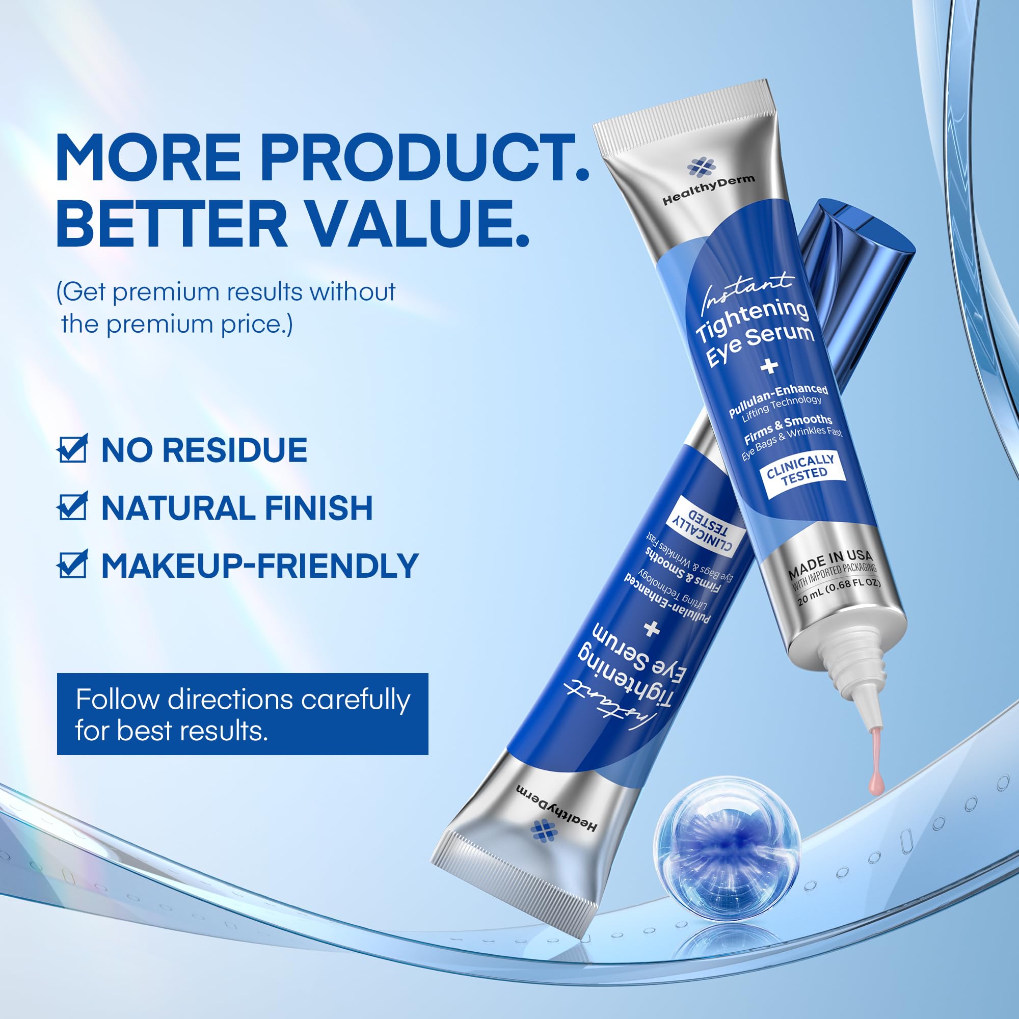HealthyDerm Sérum Lift Regard – Formule polysaccharide pour un effet tenseur