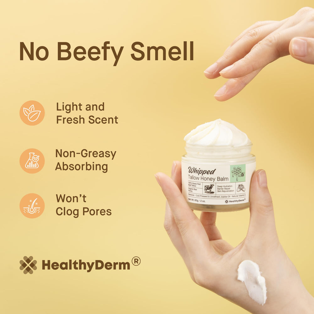 Emballage du HealthyDerm Tallow Honey Balm clair et prêt à offrir.