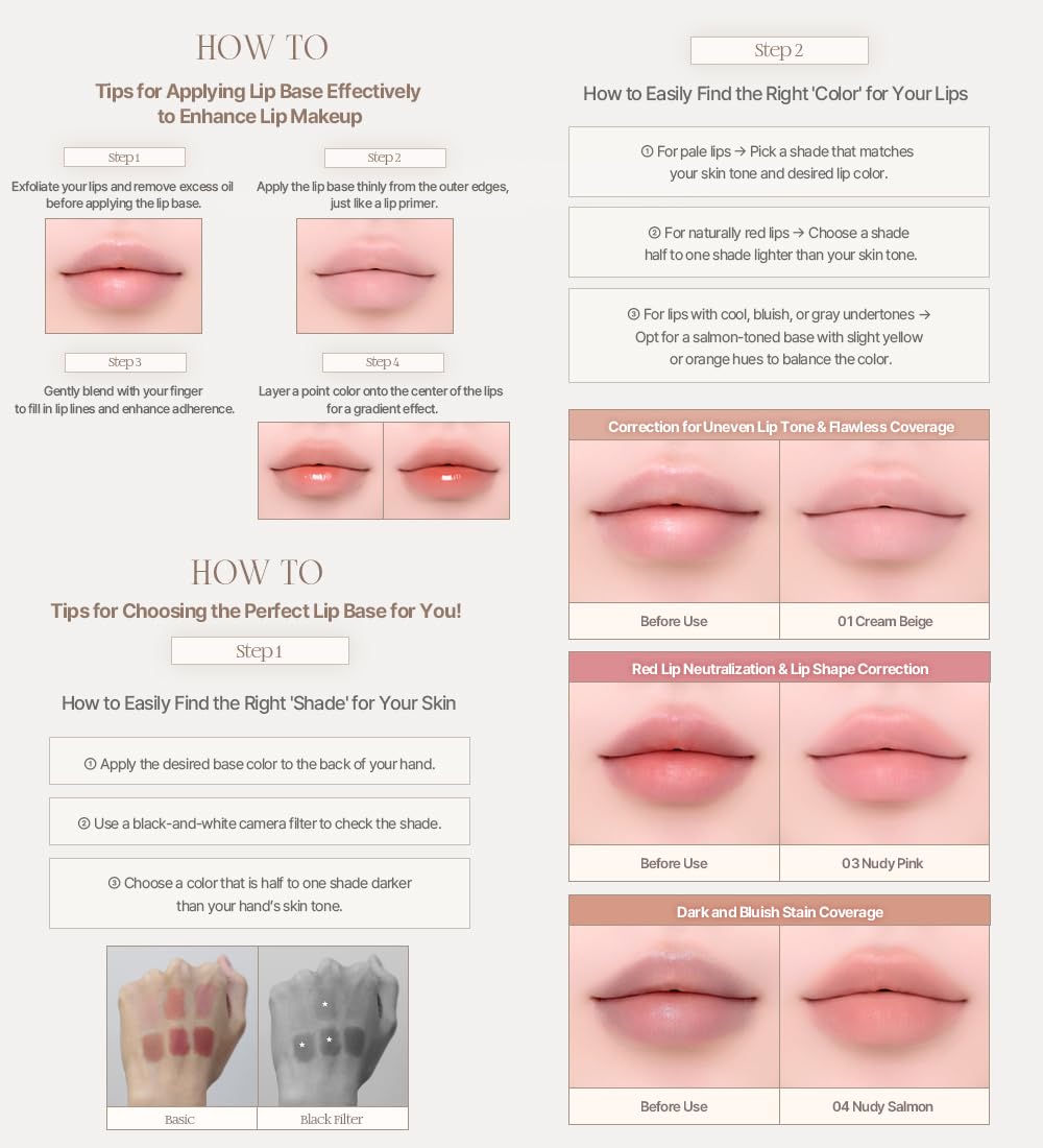 Heart Percent Dote On Mood All Cover Lip Base, prête à l’emploi pour un look naturel.