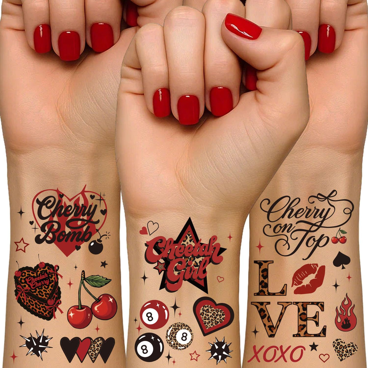 Heboland tatouages rouges zèbre: allure audacieuse pour fête et photos