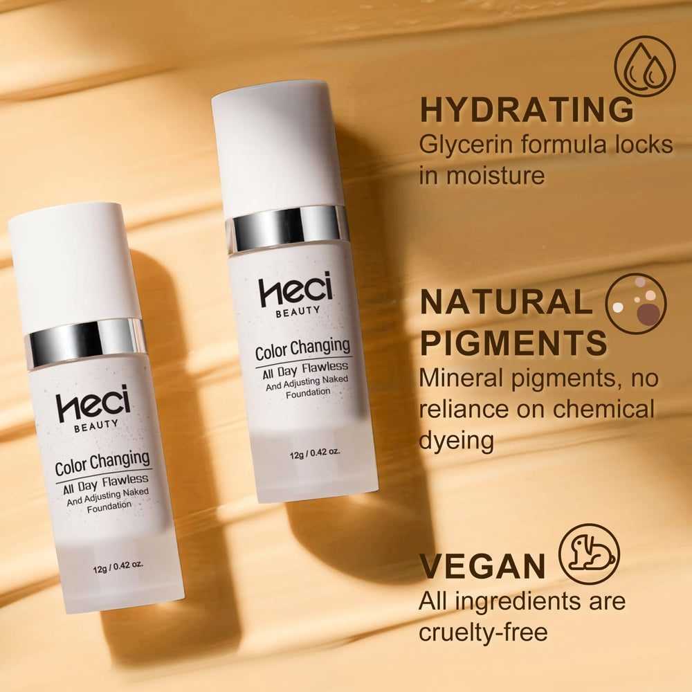 HECI BEAUTY couvrance légère atténue rougeurs et imperfections sans lourdeur.