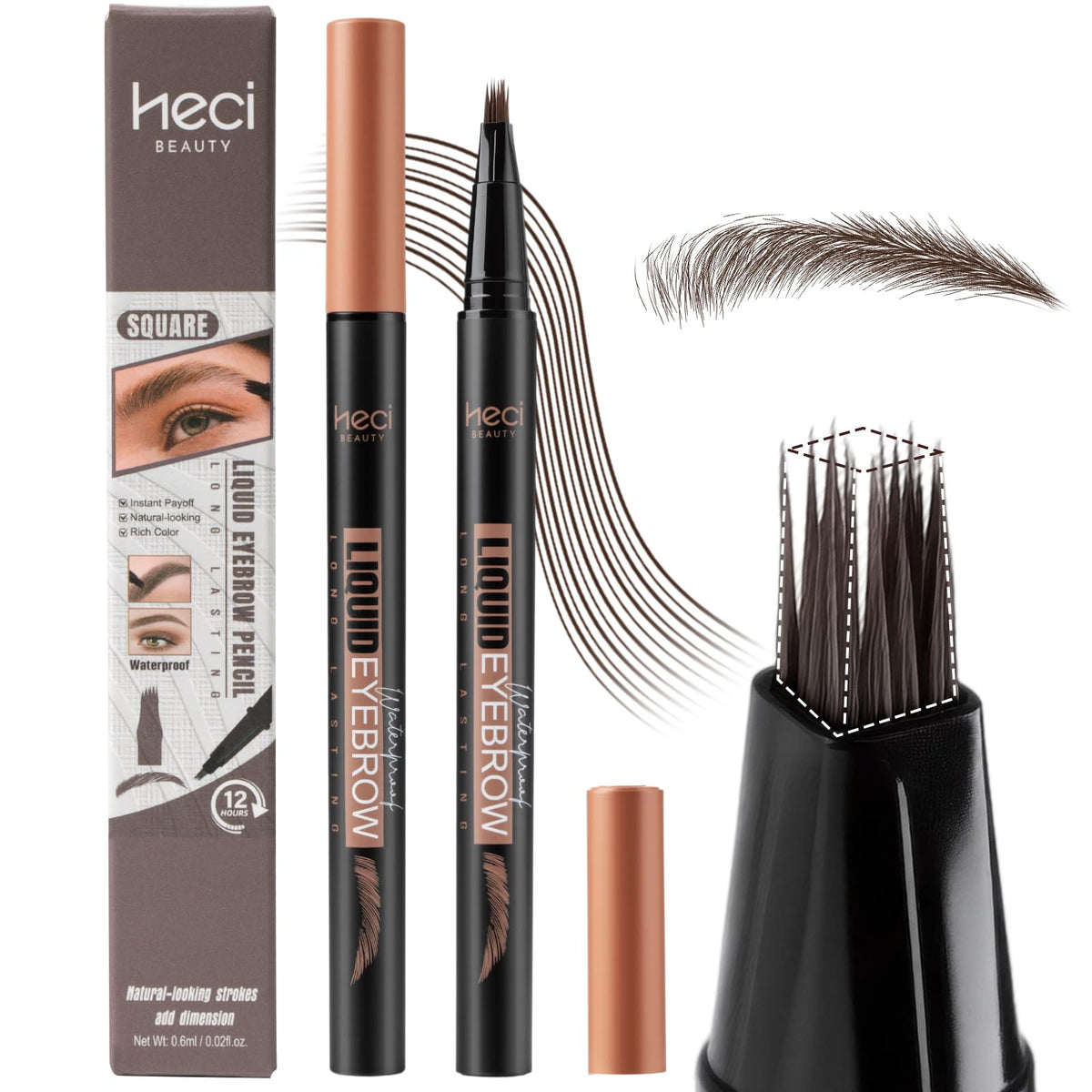 Sourcils definis avec le crayon HECI BEAUTY pour une application précise.