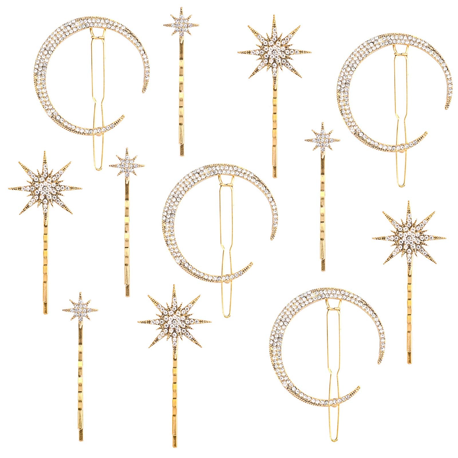 Barrette Hedume Lune et Étoile scintillantes pour soirée glamour