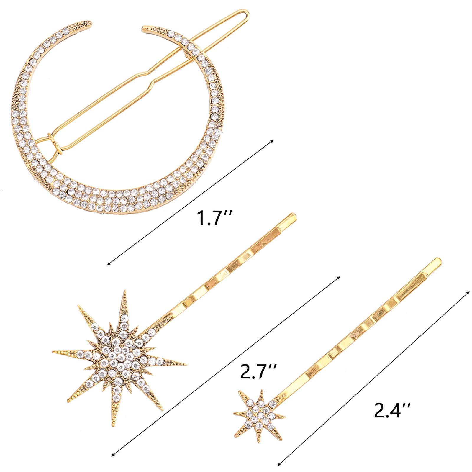Barrette Hedume Lune et Étoile en strass, détail chic durable