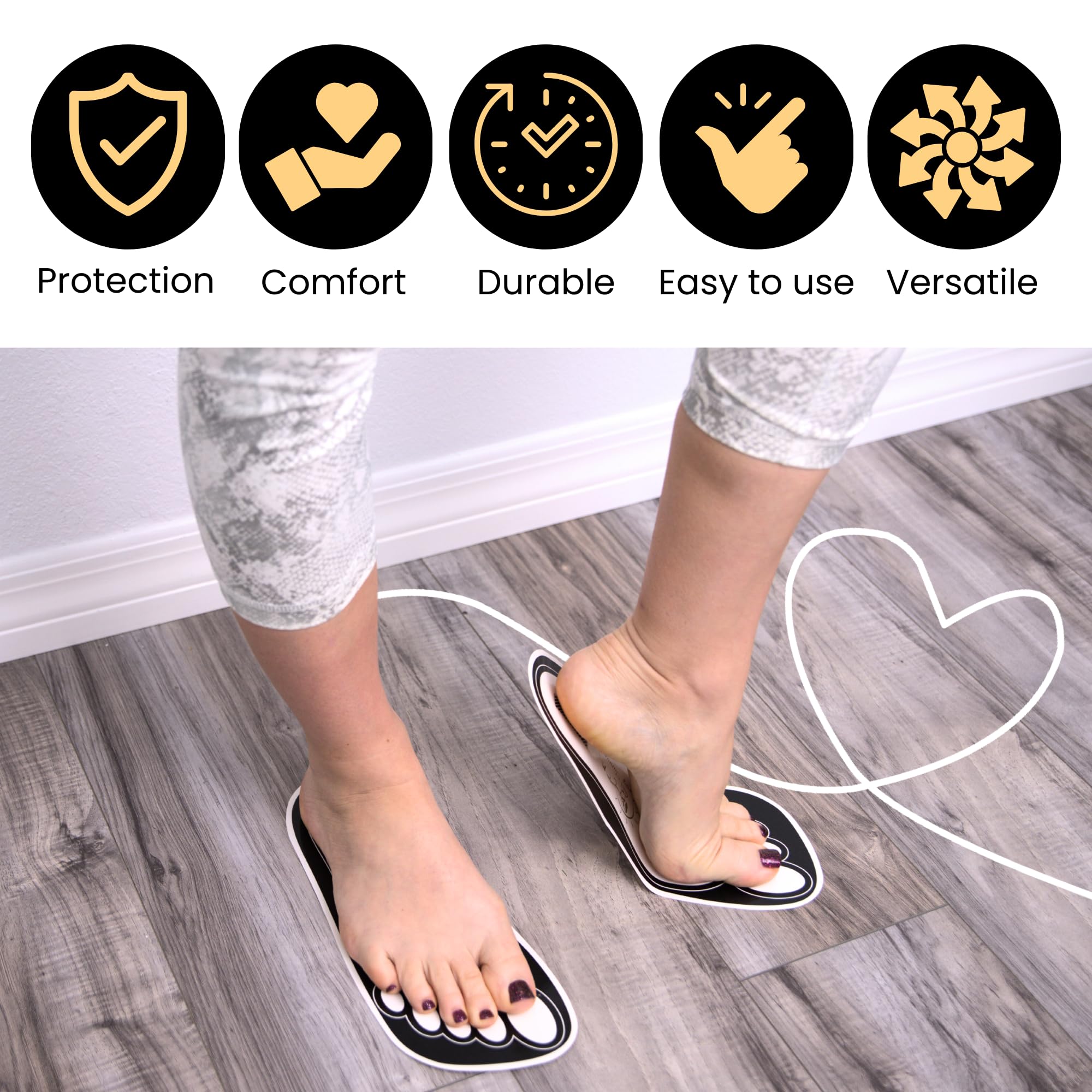 HeeStar semelles-pieds-tan-noirs longueur 10,9 pouces, taille unique adaptée.