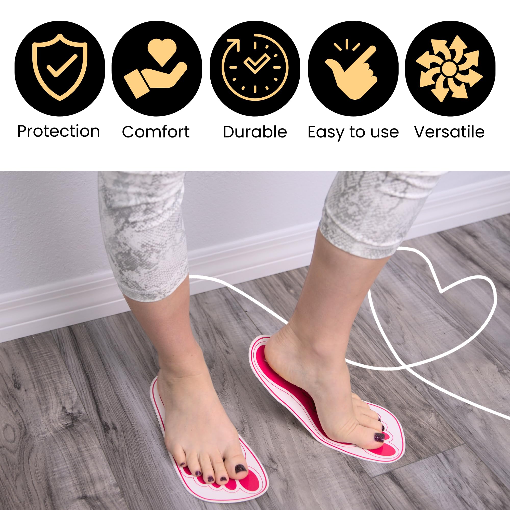 Protections-pieds antidérapantes HeeStar empêchant les éclaboussures.