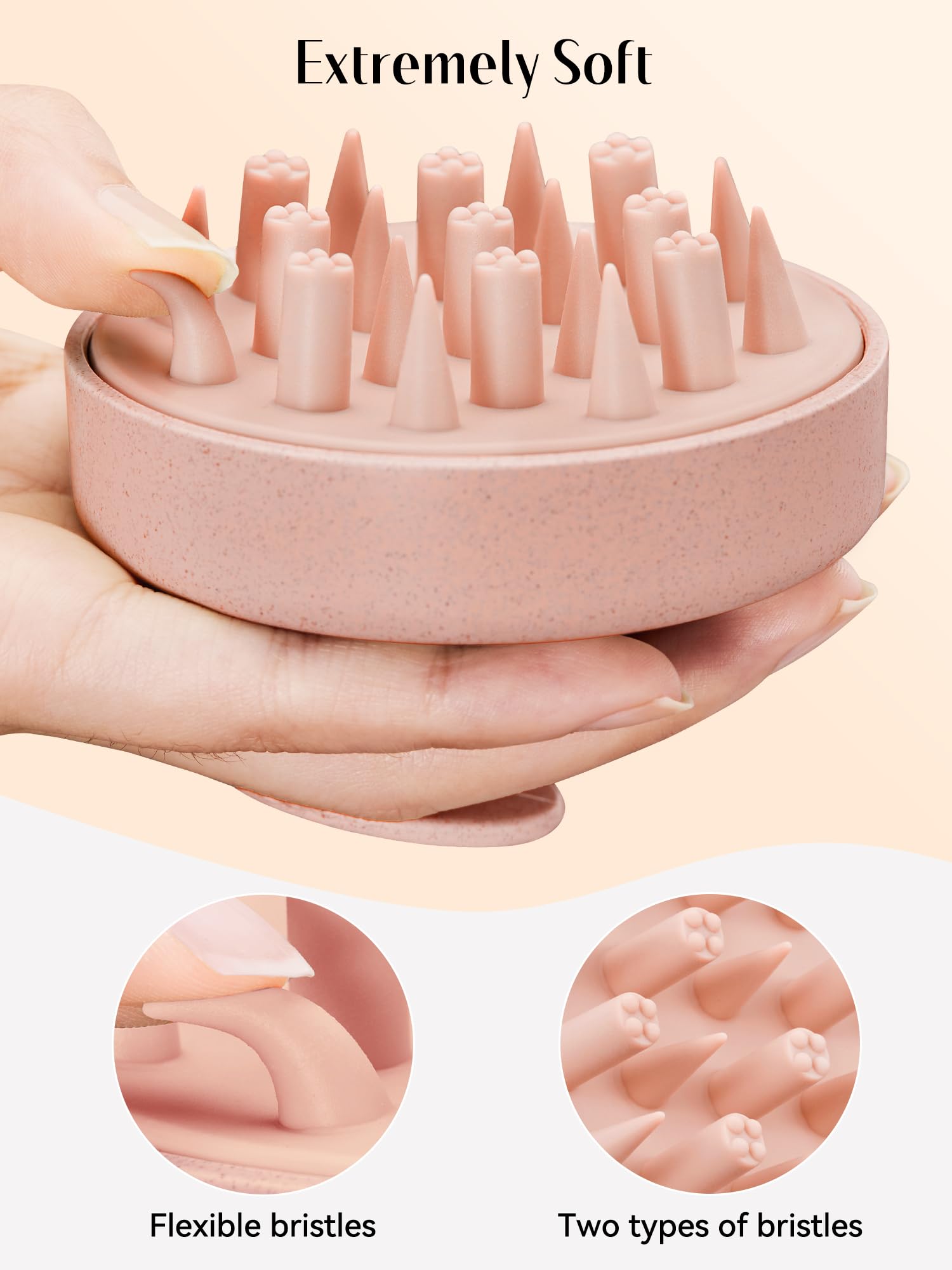 HEETA brosse cheveux silicone rose pour nettoyage en douceur.