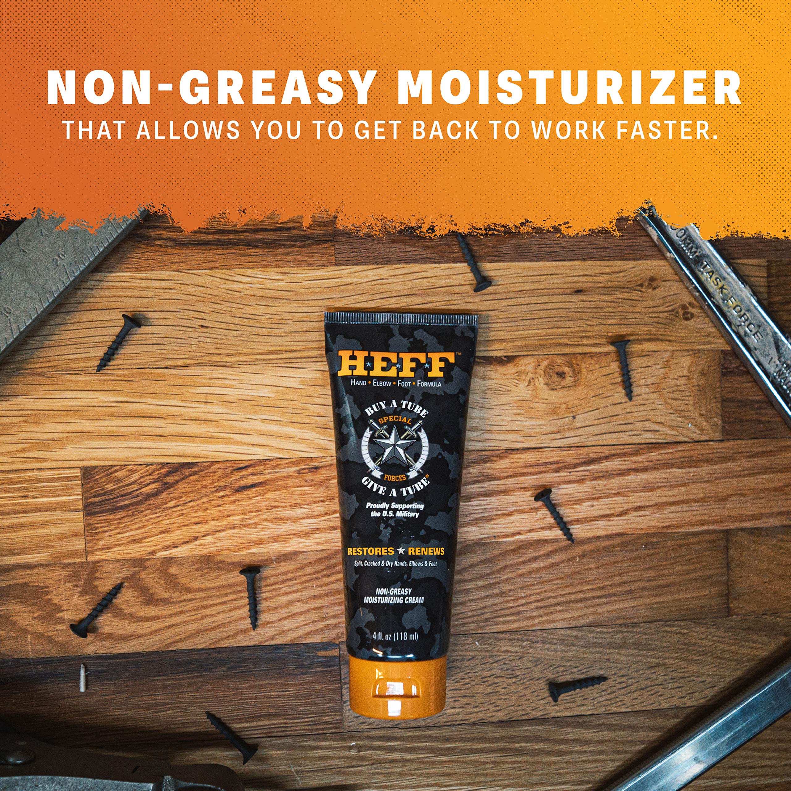 HEFF tube 4oz, format portable pour hydrater mains et pieds.
