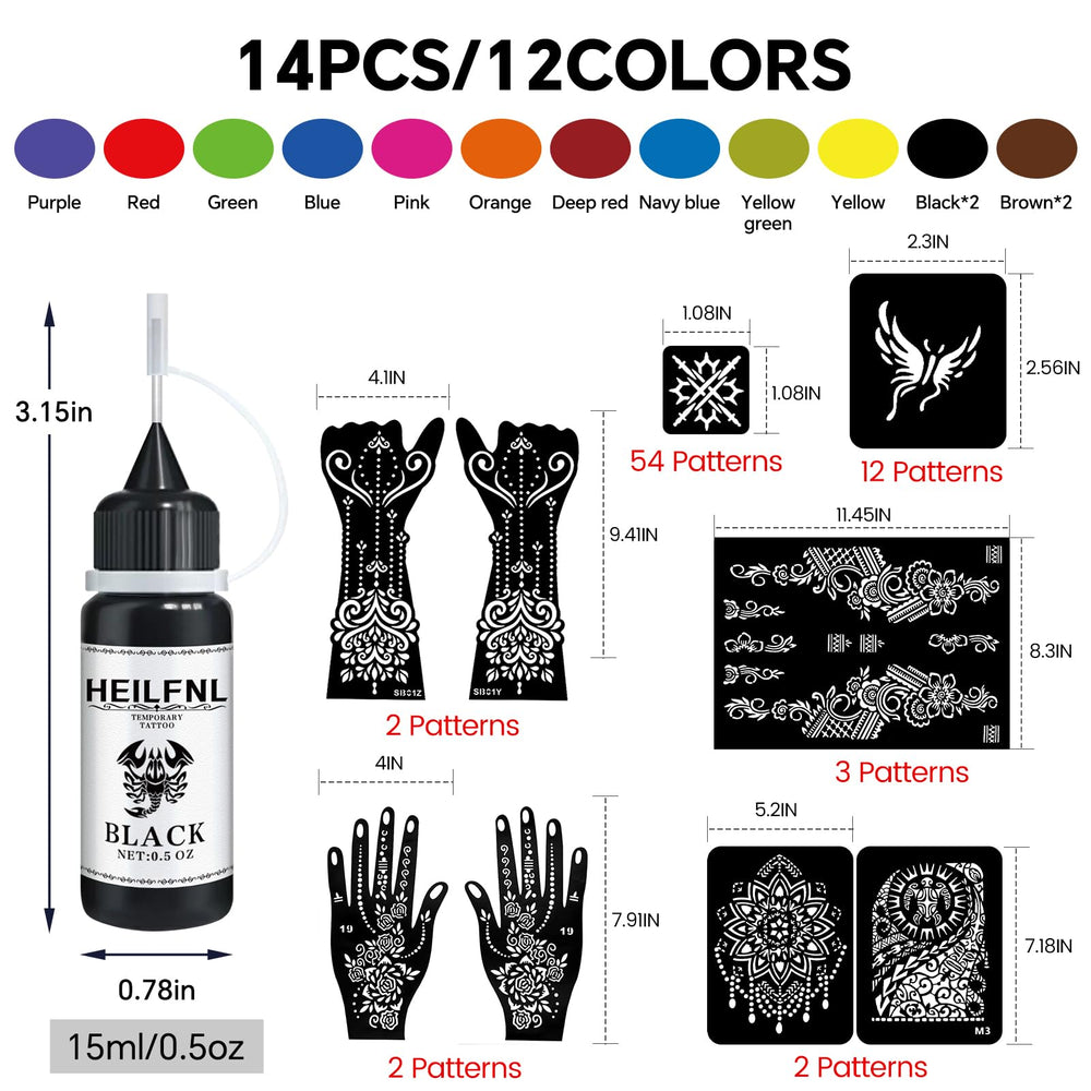 HEILFNL kit color collection with 14 ink bottles for DIY art