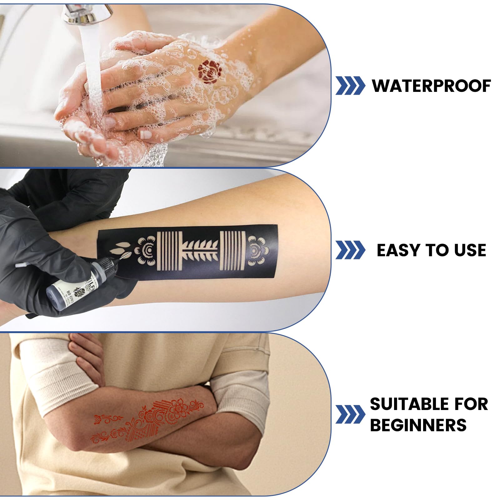 HEILFNL stencil pack shows easy application on skin