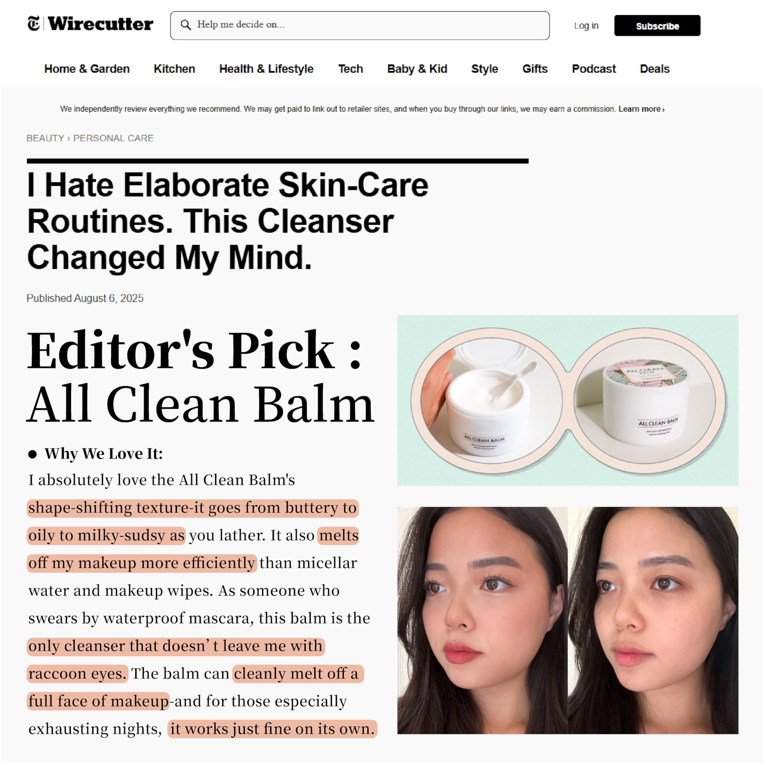 HEIMISH All Clean Balm Mandarin - démaquillage efficace des yeux et lèvres sans picotement.