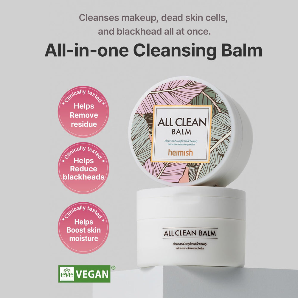 HEIMISH All Clean Balm – Texture huile se transforme en émulsion pour rinçage doux.