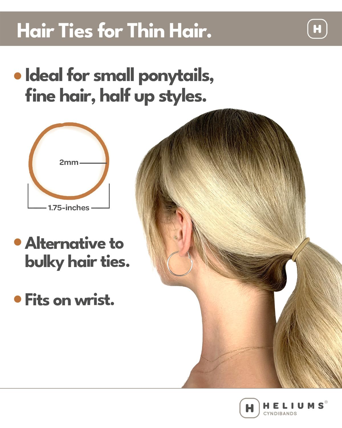 Heliums elastiques cheveux fin 2mm ombre doree emballage: emballage et couleur faciles à distinguer.