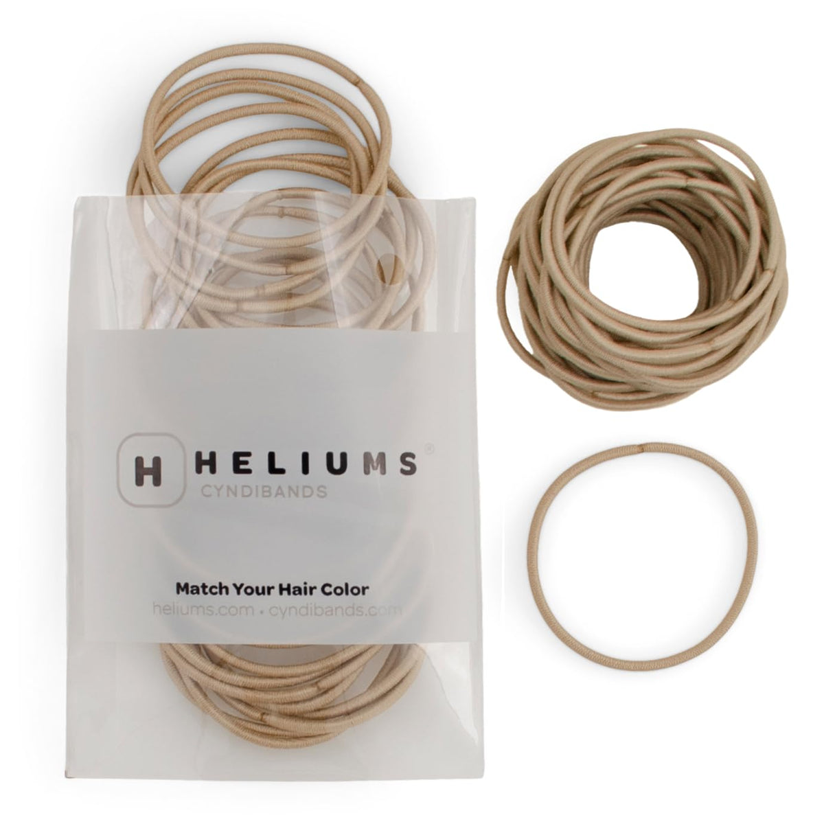 Heliums élastiques cheveux fins sable blond 2mm, tenue douce et sans traction.