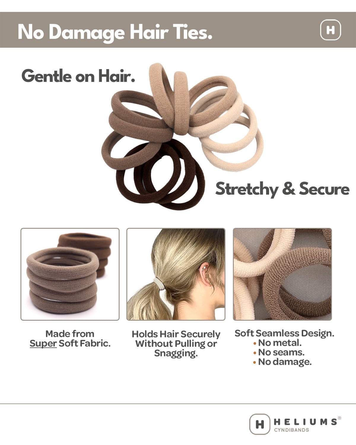 Heliums élastiques nylon sans couture pour cheveux lisses et sûrs