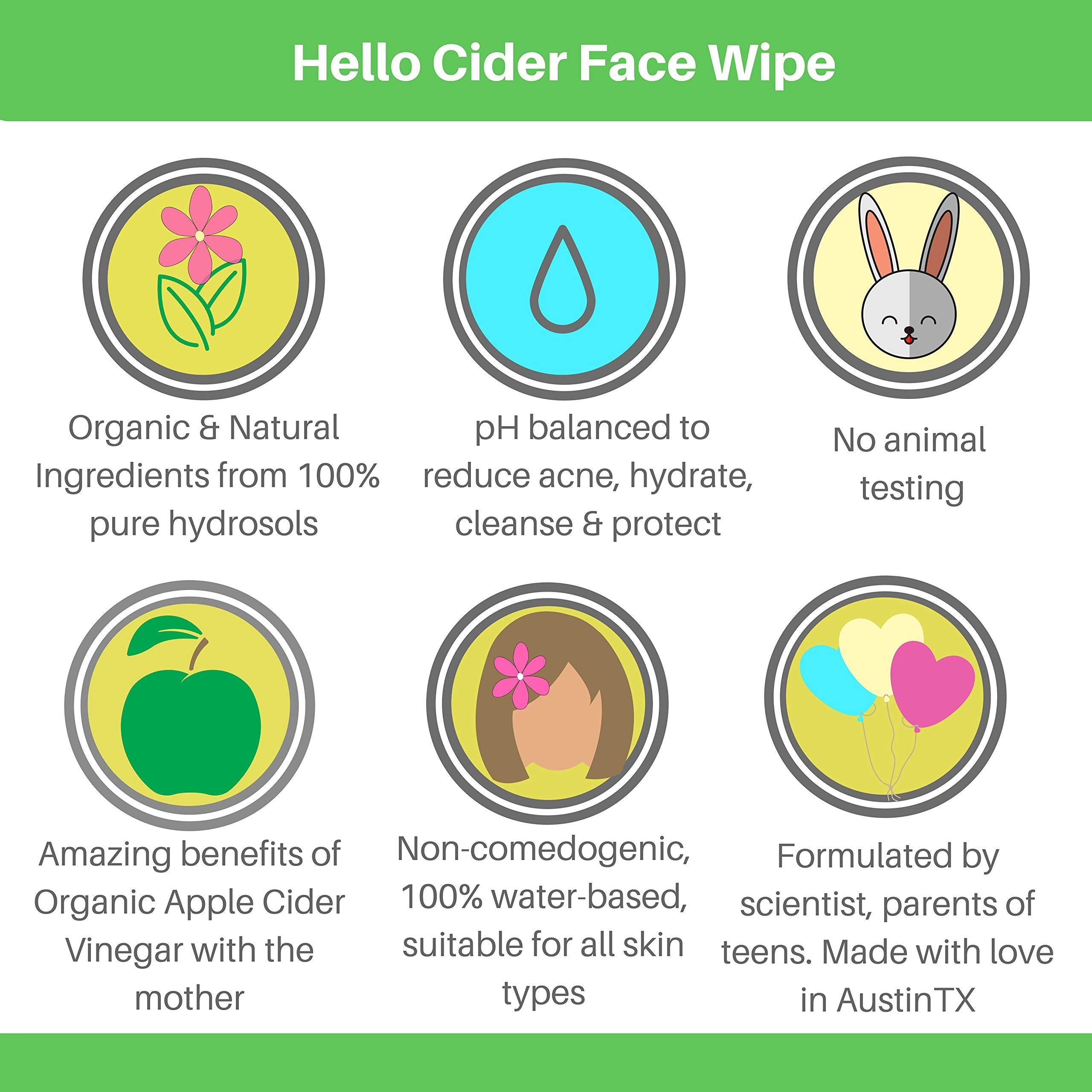 Hello Cider hydrosols and botanicals display emphasizing soothing benefits