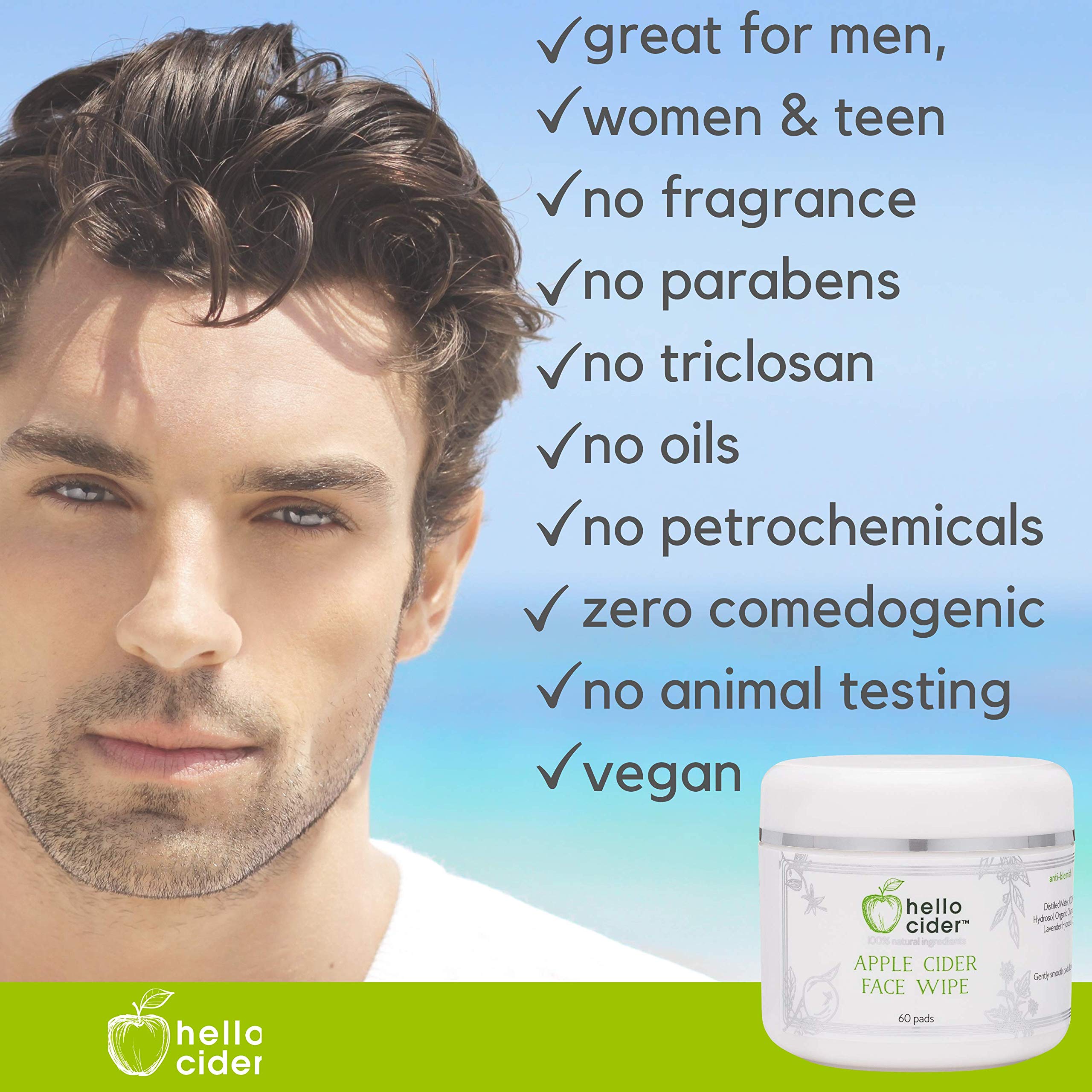 Hello Cider tampons-visage hamamelis: nettoyage doux et équilibre du teint.