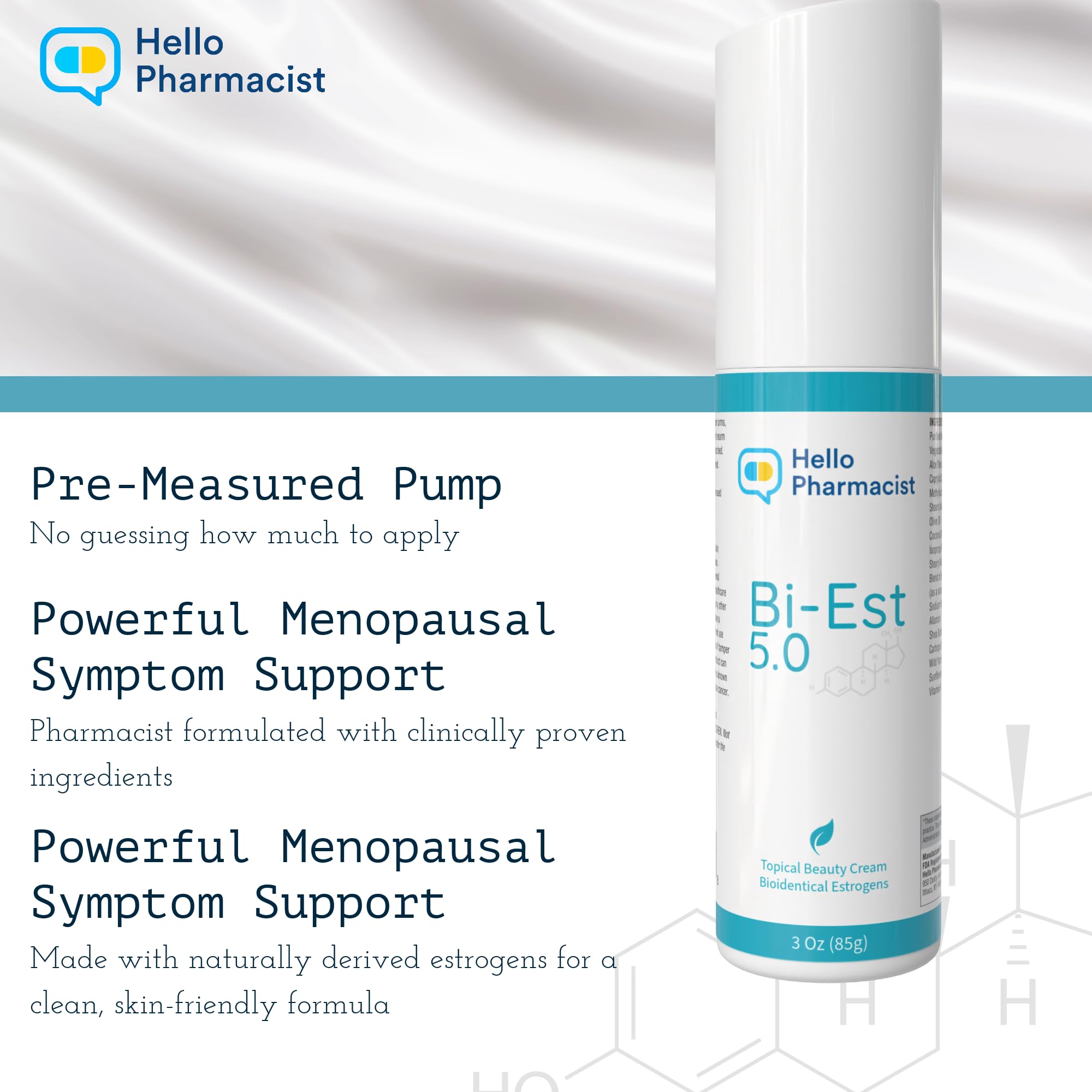 HelloPharmacist BiEST 5 composition bioidentique et phytoestrogènes pour peau équilibrée.