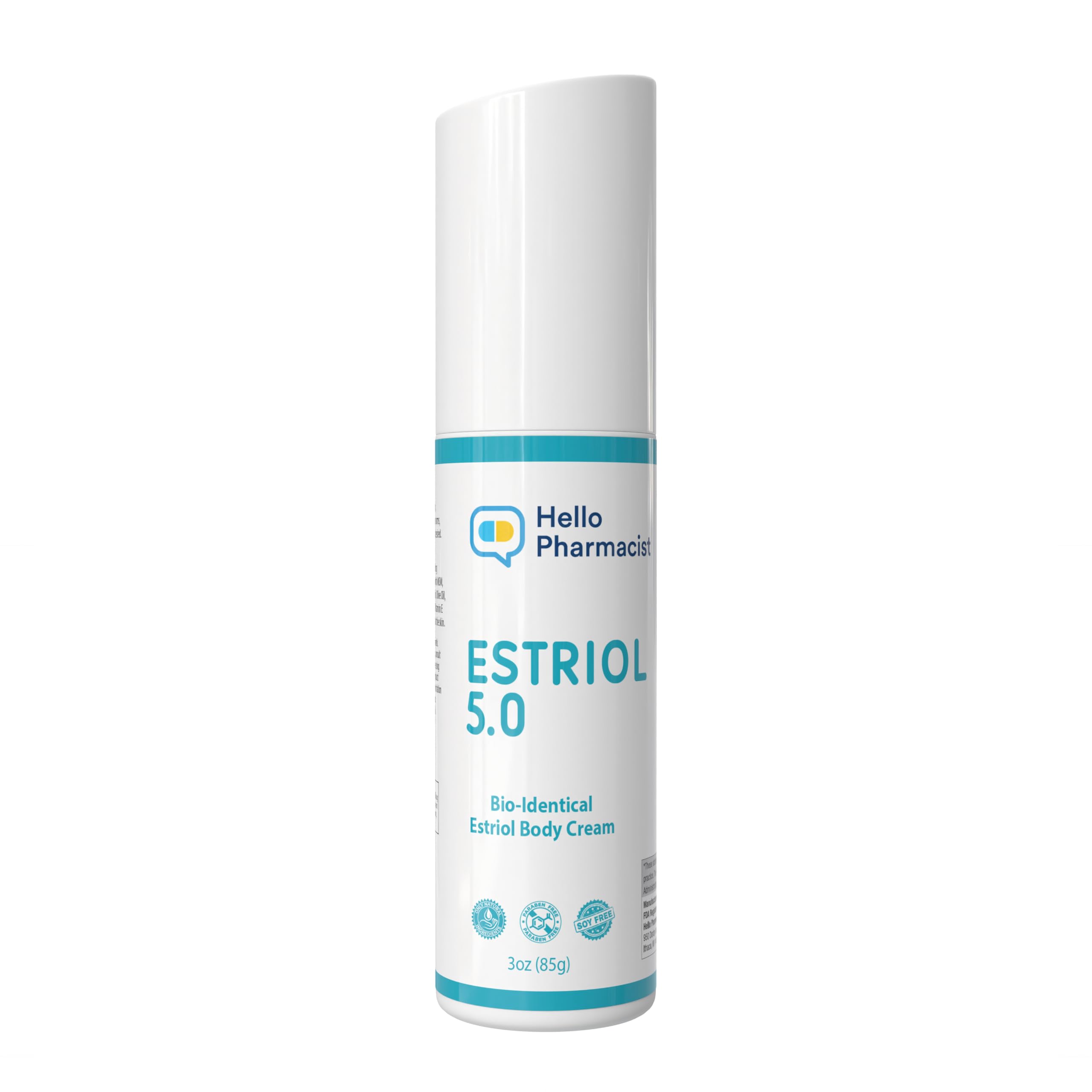 HelloPharmacist Estriol 5.0 crème pompe, application facile et hydratation durable.