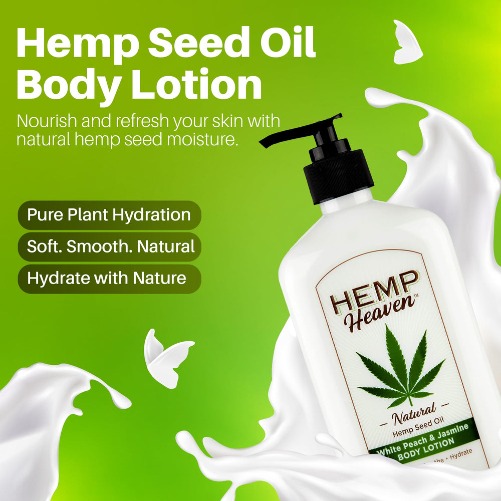 Lotion Hemp Heaven Peche Jasmin Distributeur : application facile et rapide.