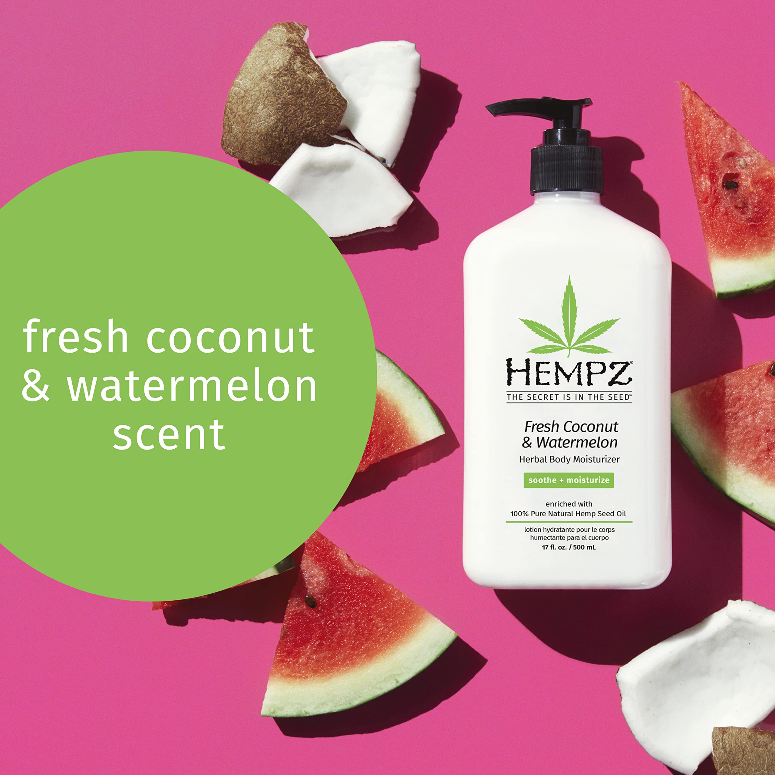 Hempz Coco et Pastèque, flacon parfumé et hydratant.