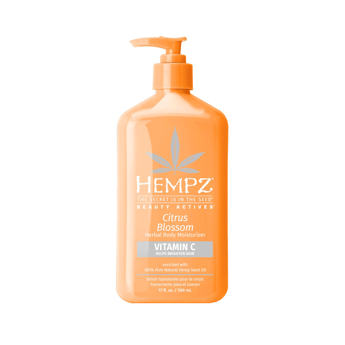 Hempz Citrus Blossom – crème corps en bouteille, hydratation nourrissante tout au long de la journée