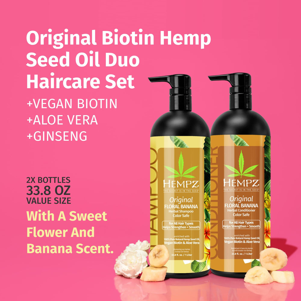 Conditionneur Hempz Bouteille Banane Aromatique, nutrition douce pour cheveux abîmés.