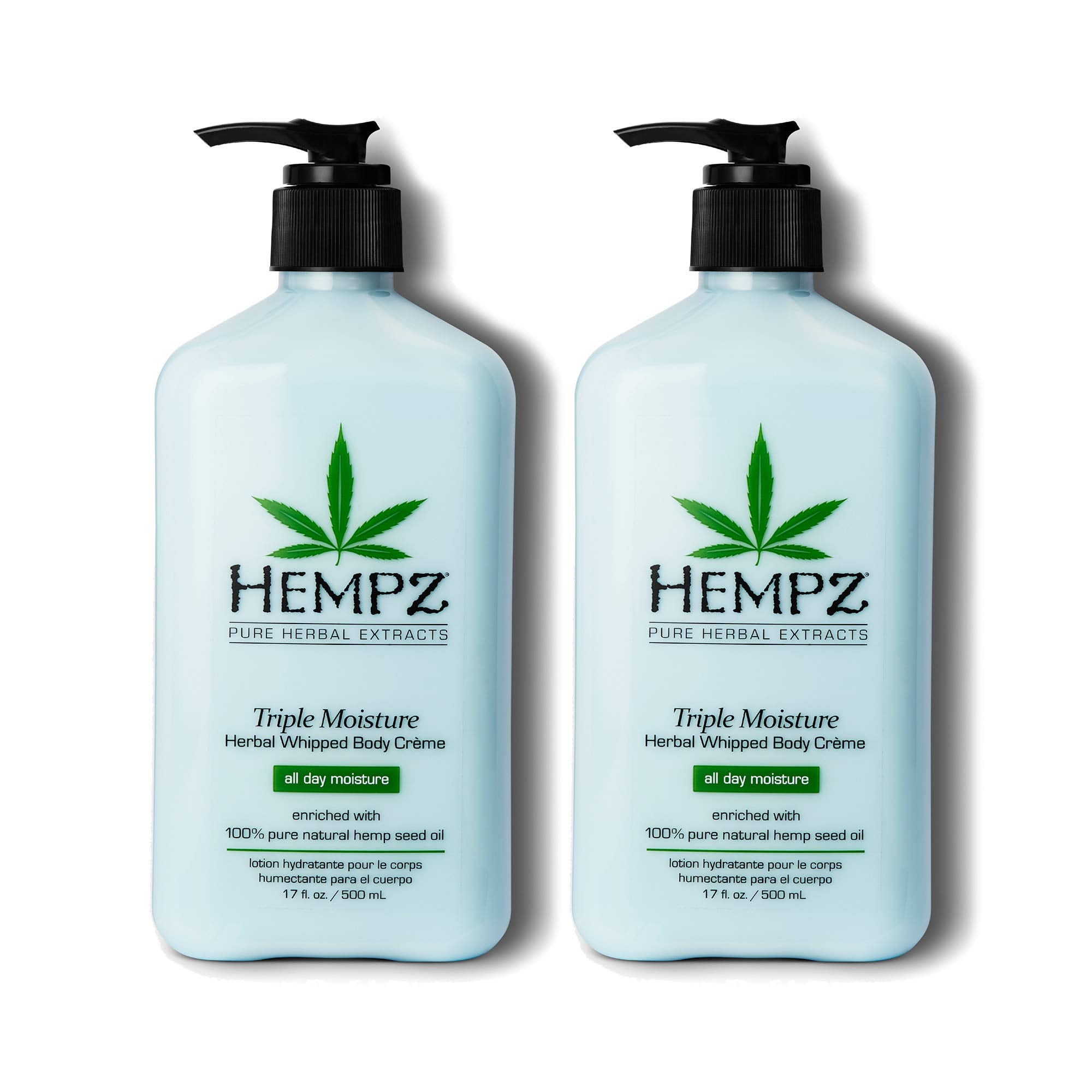 Hempz Crème corporelle fouettée en bouteille pompe, hydratation durable.
