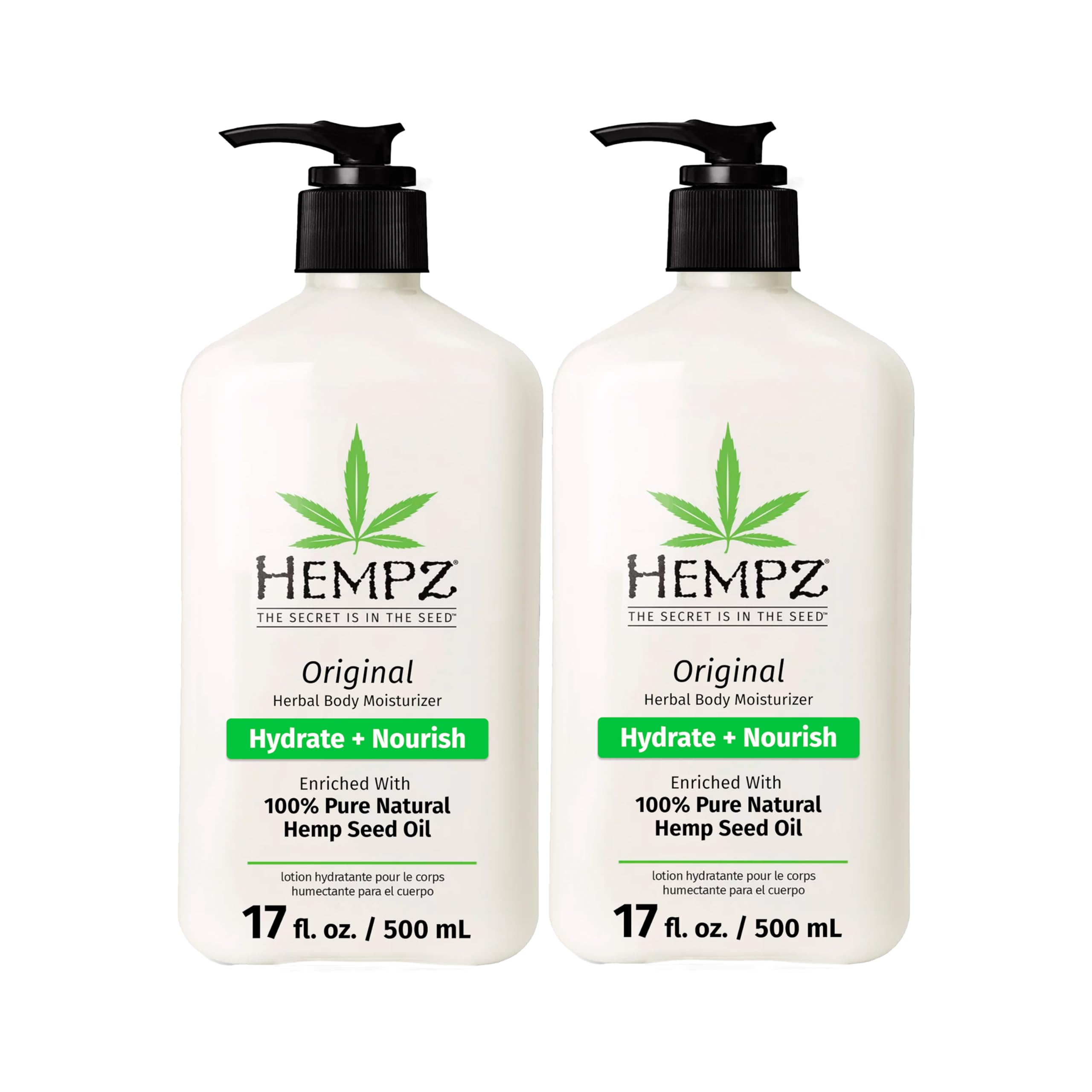 Hempz Original huile de chanvre dans une bouteille, soin hydratant essentiel.