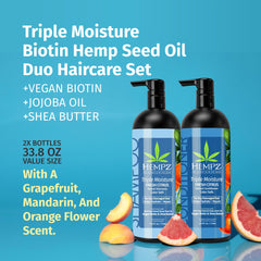 Hempz duo capillaire, vue de la bouteille arrière, soin nourrissant pour cheveux colorés.