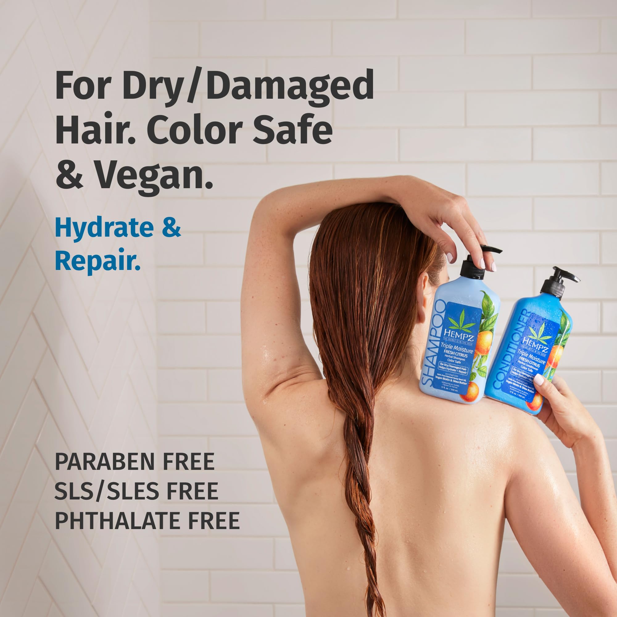 Lavage doux Hempz, mousse généreuse adaptée a tous types de cheveux