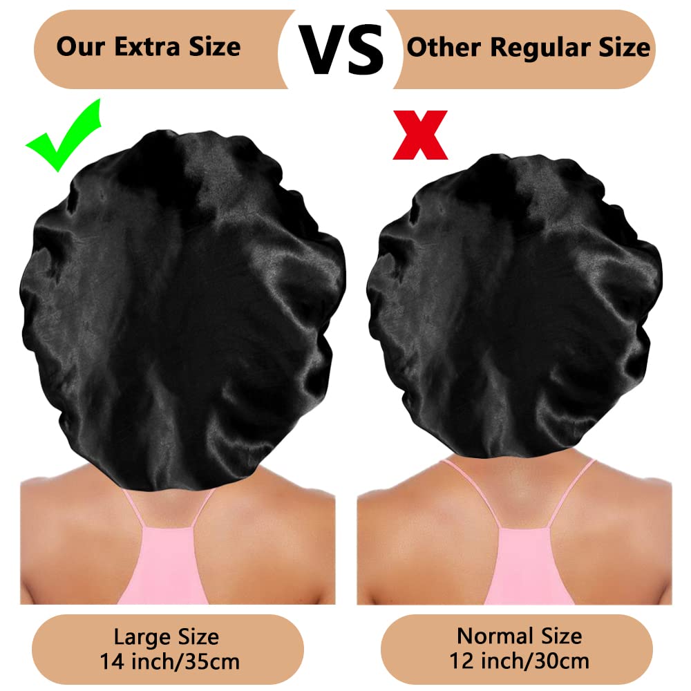 Bonnet satin extra-large Heniho pour cheveux frisés maintient douceur