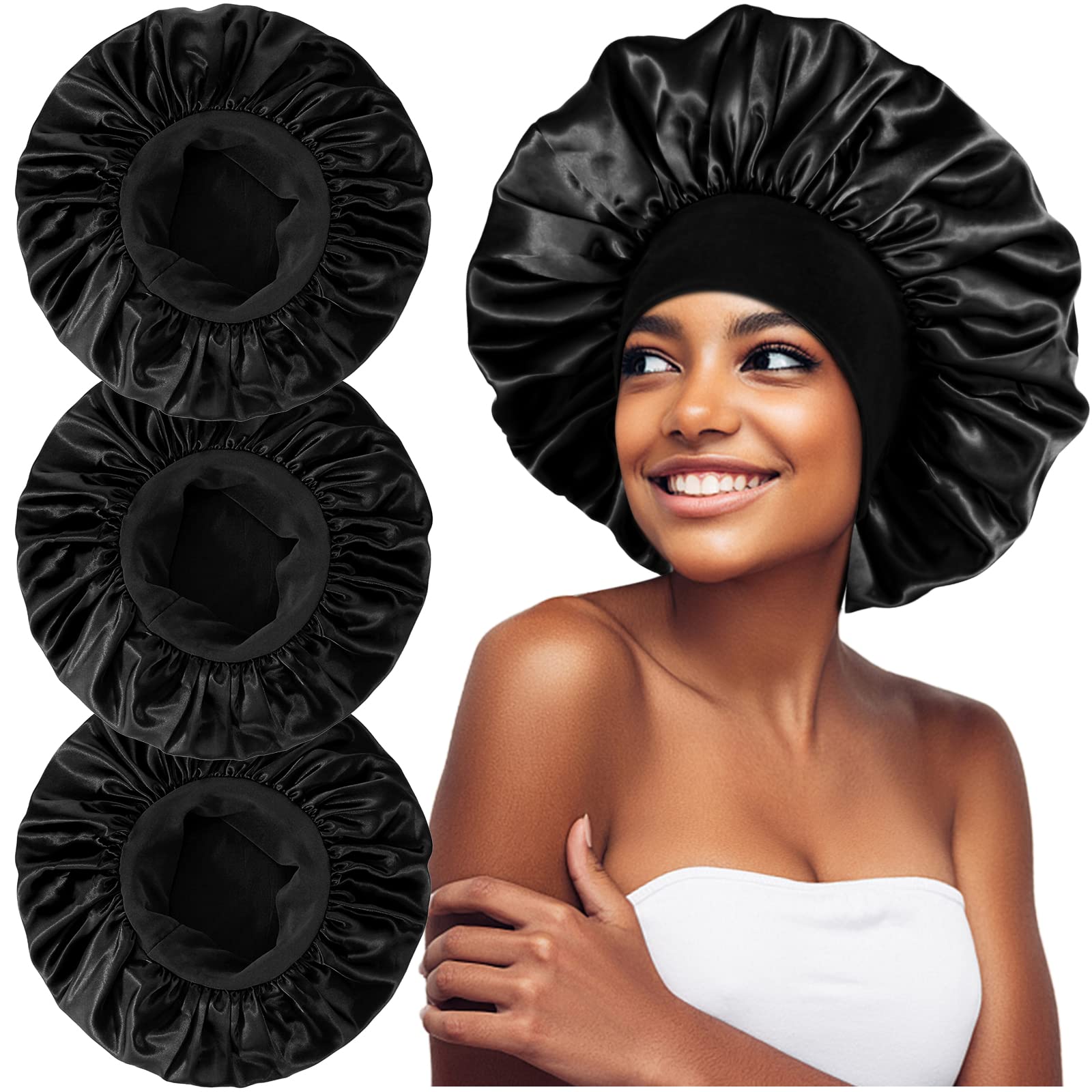 Bonnet satin extra-large Heniho pour sommeil protège les cheveux