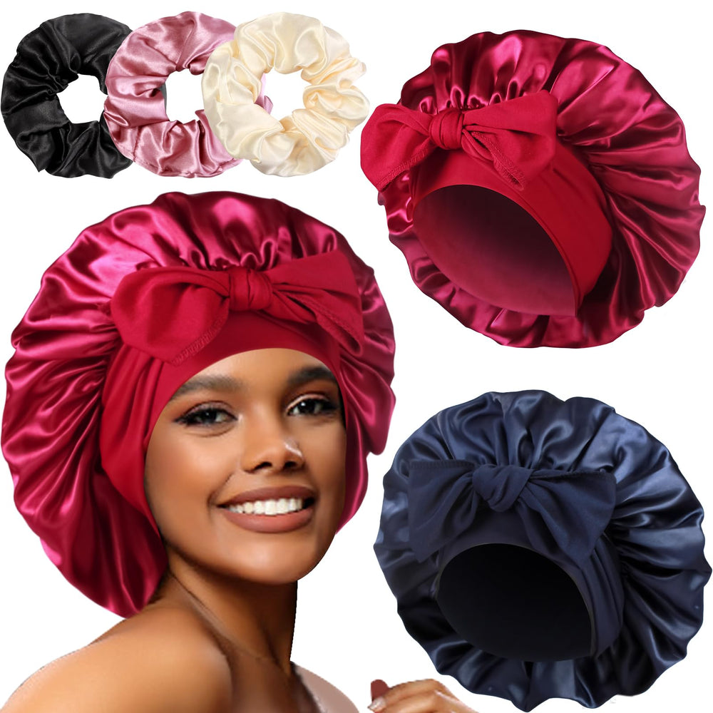 Bonnet satin Heniho grand avec lien pour maintien nocturne.