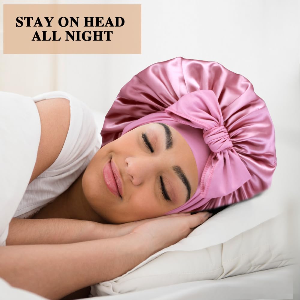 Heniho bonnet satin grand, usage nocturne pour cheveux divers