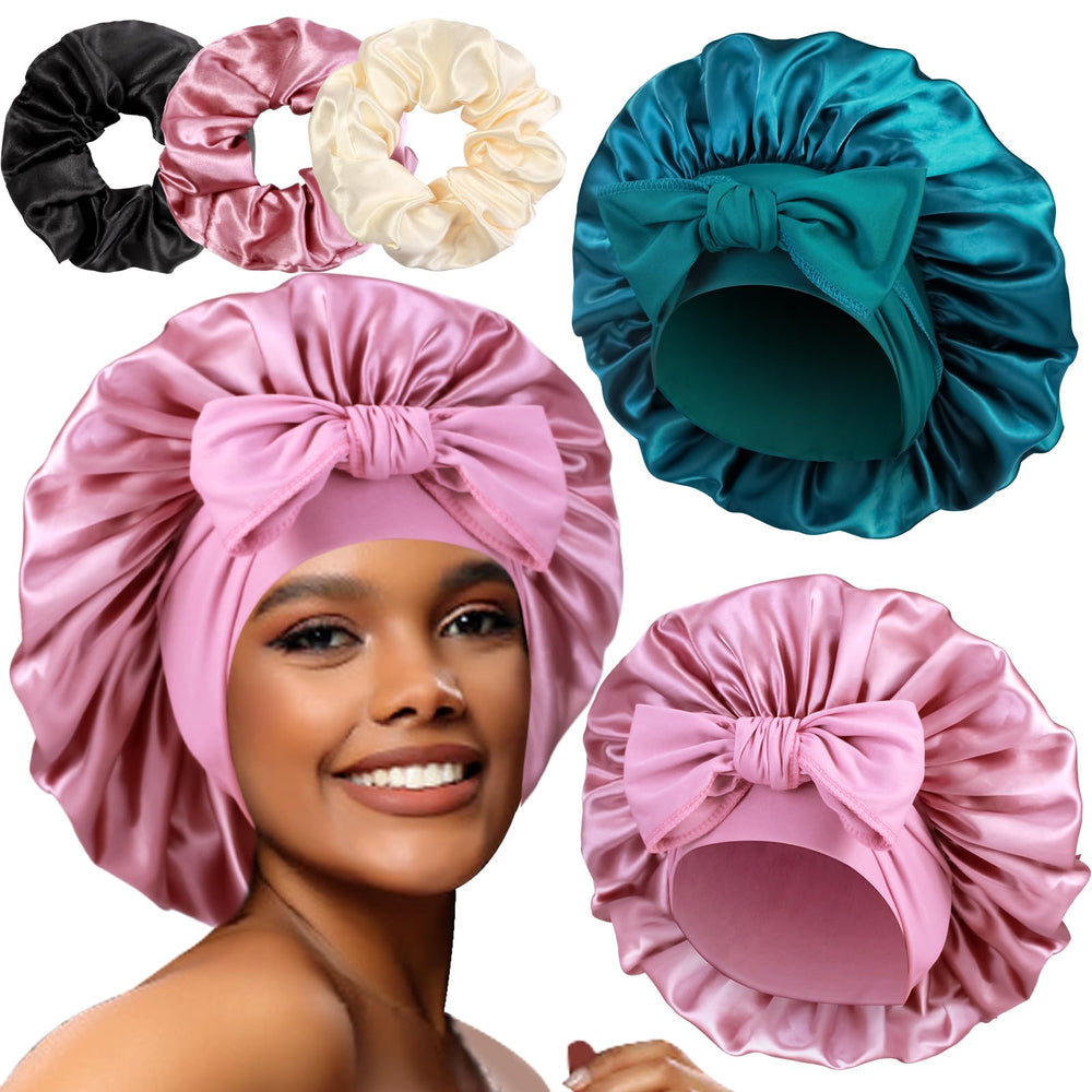 Heniho bonnet satin grand pour cheveux longs, idéal pour dormir sans frottement