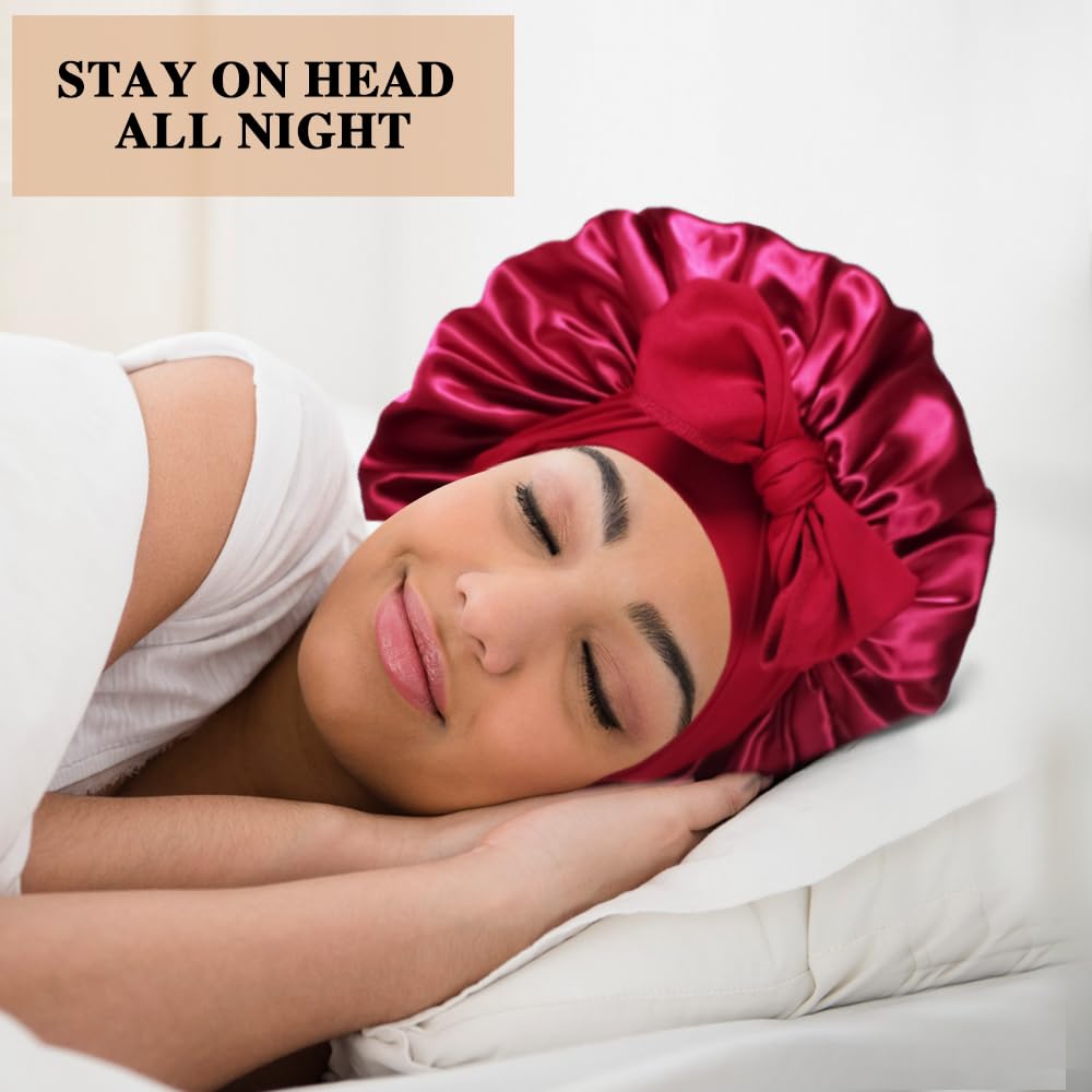 Bonnet satin Heniho pour braids et cheveux bouclés.